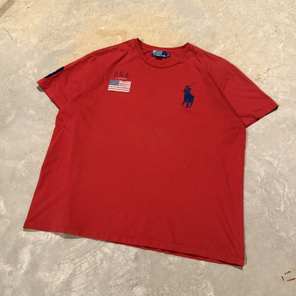 Polo Ralph Lauren Vtg 2000s Polo Ralph Lauren USA Pony Patch Tee Chief Keef Size US XXL / EU 58 / 5 - 2 Thumbnail