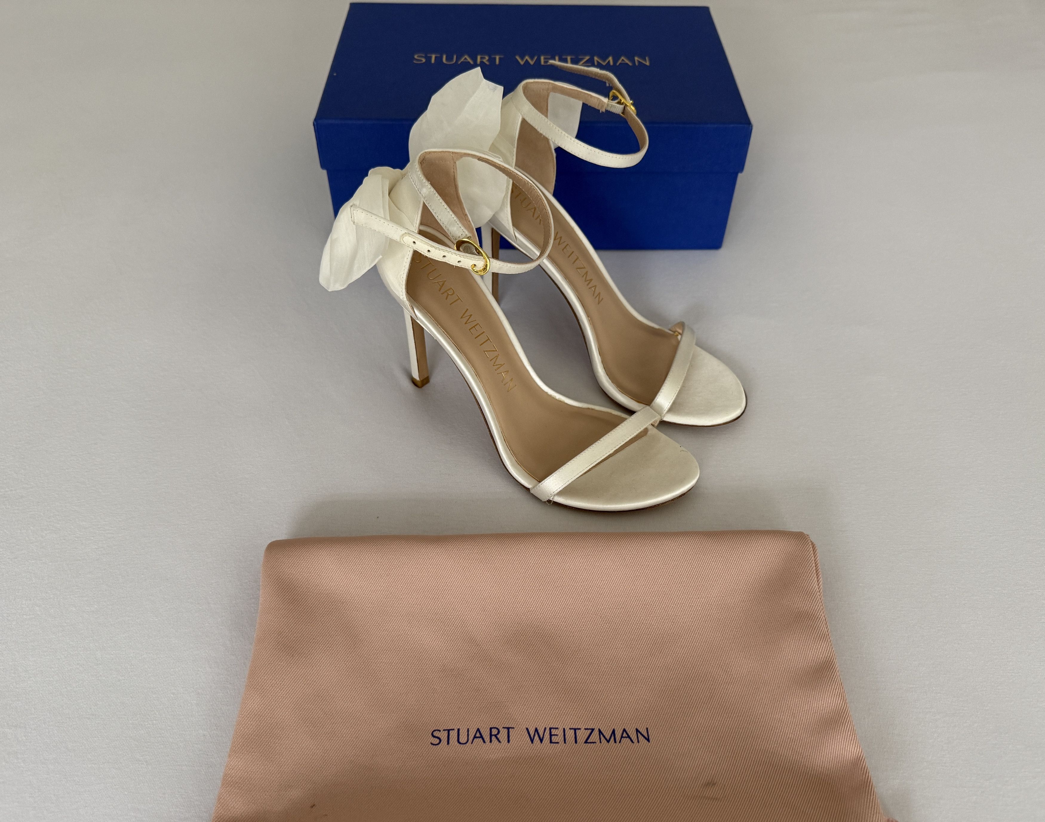 Stuart Weitzman Nudistsong Mesh Bow High Heels Size US 6.5 / IT 36.5 - 3 Thumbnail