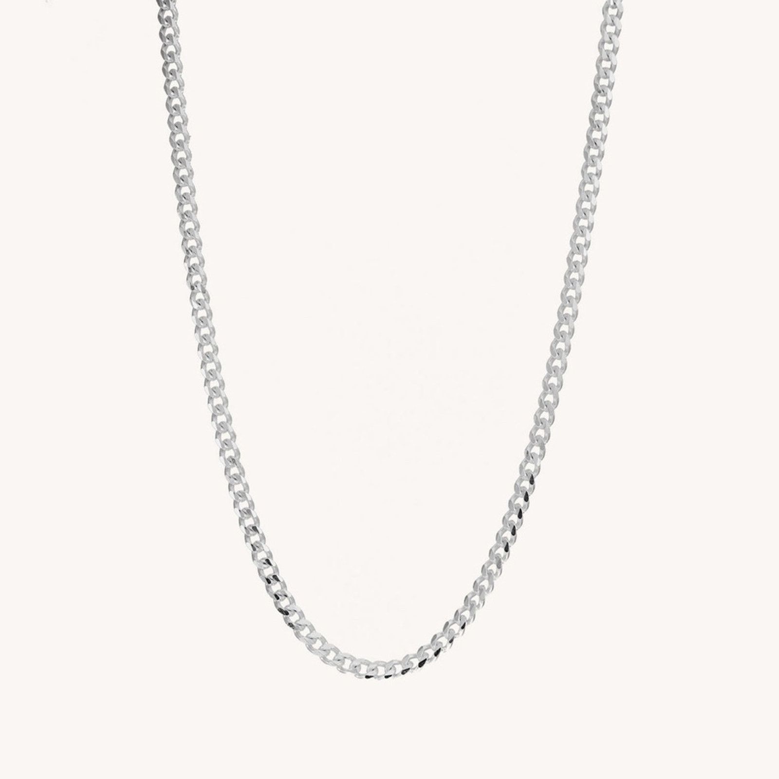 Sterling Silver NEW .925 Solid Silver 18” Chain Cuban Link Diamond Necklace Size ONE SIZE - 16 Thumbnail