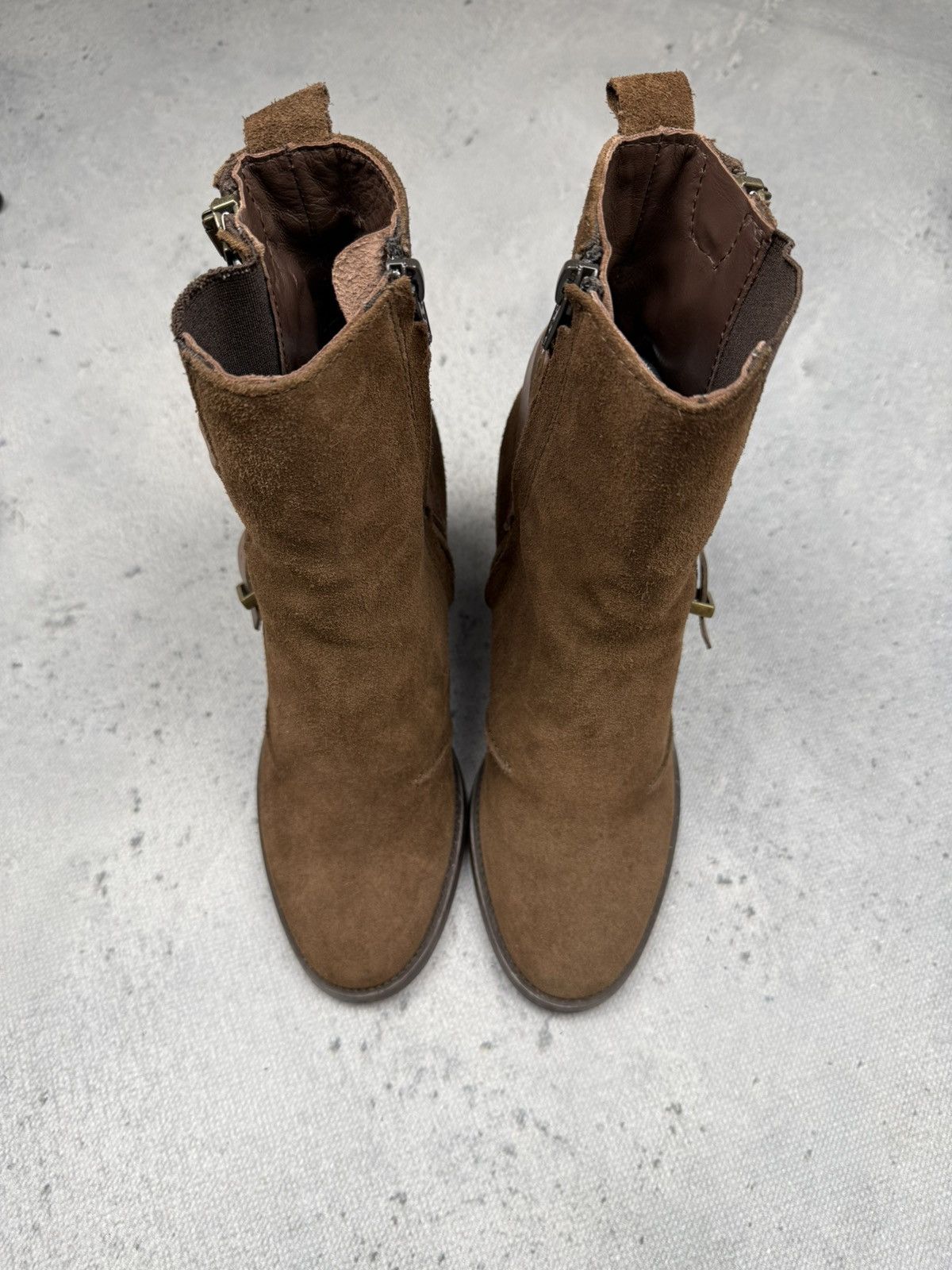 Diesel Diesel Suede Leather Heeled Ankle Boots Brown Buckle Strap Size US 8 / IT 38 - 7 Thumbnail