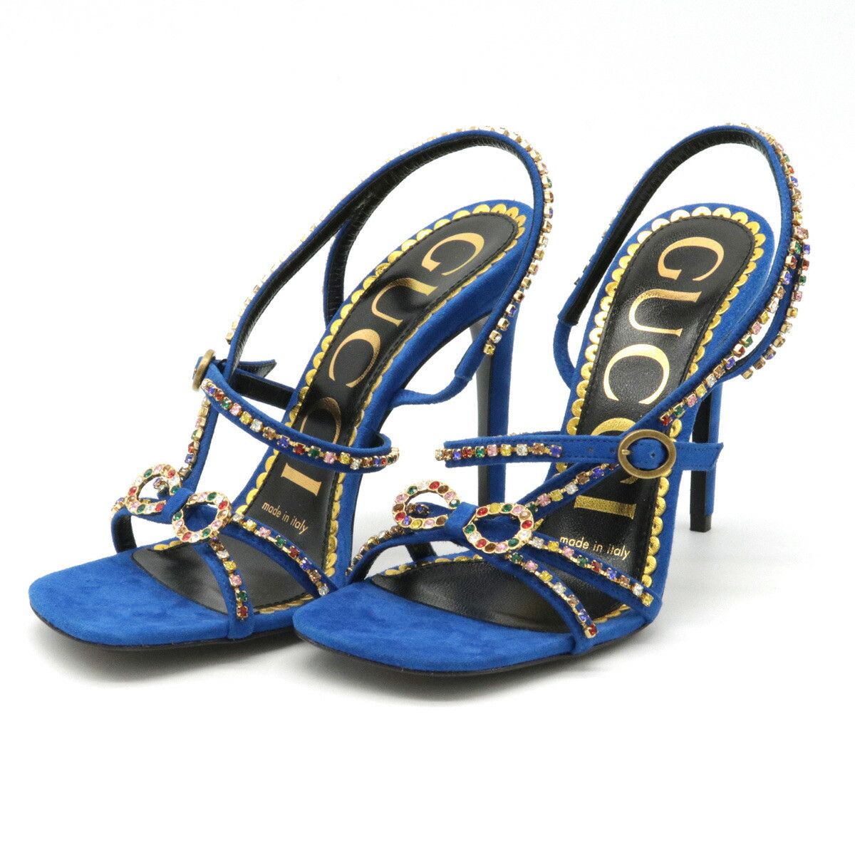 Gucci Gucci Gucci Suede Heart Sandal High Heel Sandals Blue Suede Shoes Size ONE SIZE - 1 Thumbnail