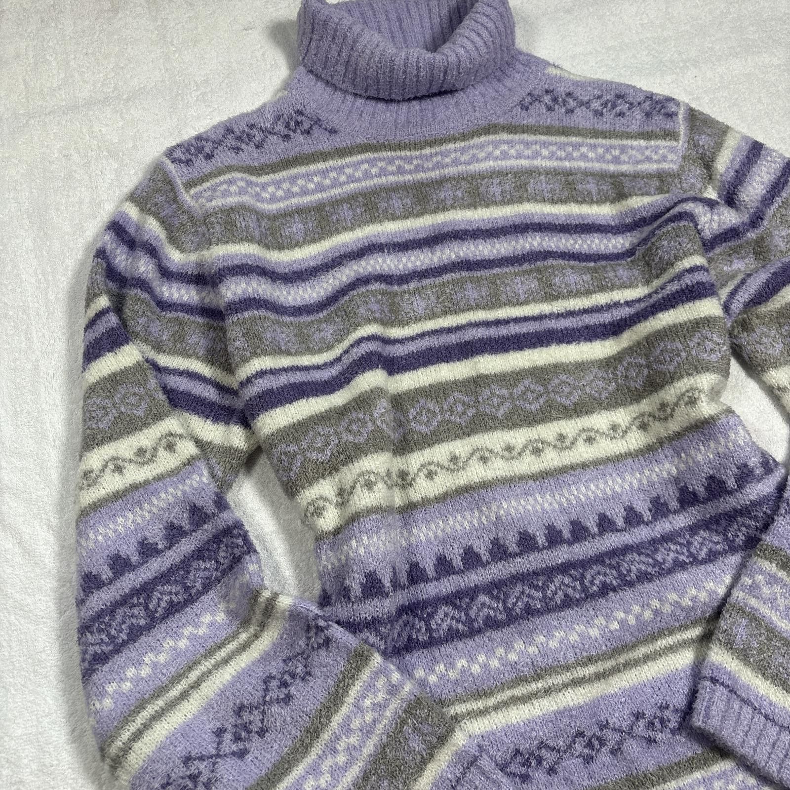Croft & Barrow vintage purple winter turtle neck sweater Size L / US 10 / IT 46 - 2 Thumbnail