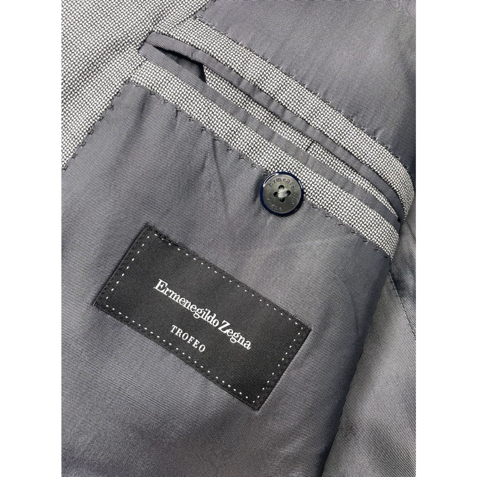Ermenegildo Zegna Ermenegildo Zegna Blazer Single-Breasted Wool 48R Plaid Gray Men Size 48R - 3 Thumbnail