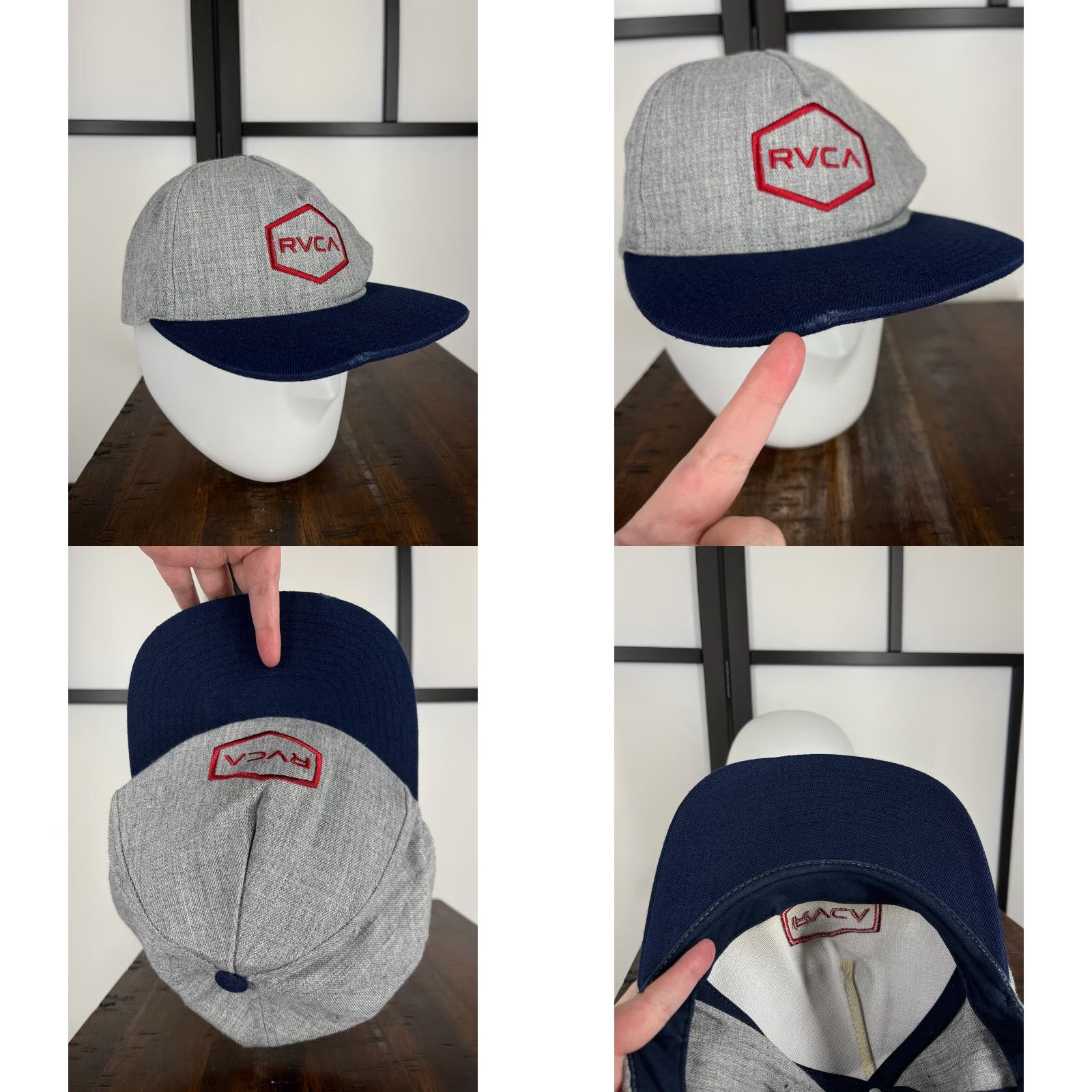 RVCA RVCA Hat Snap Back Adult One Size Gray Blue Red Wool Blend Twill Casual 90s Beach Mens Size ONE SIZE - 8 Thumbnail