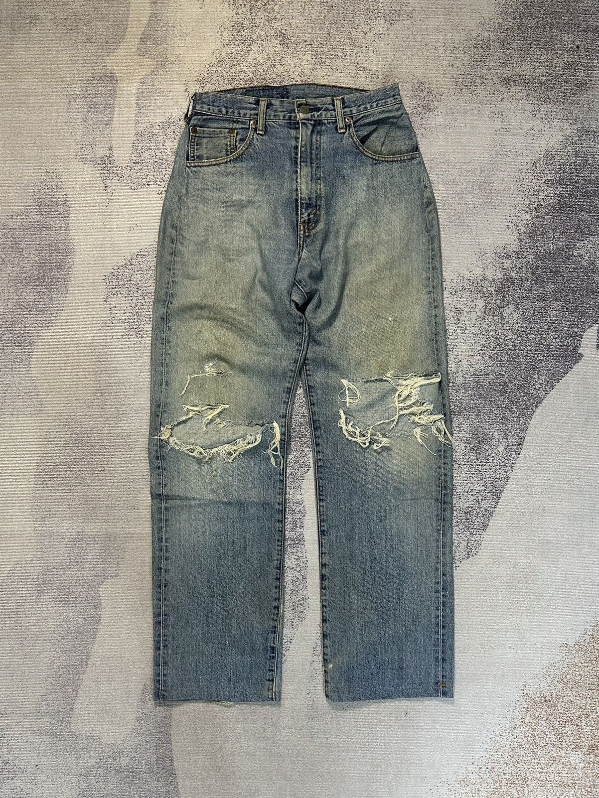 Kapital Vintage Levis 501 Button J22 Selvedge Distressed Denim Jeans Size US 27 - 1 Thumbnail