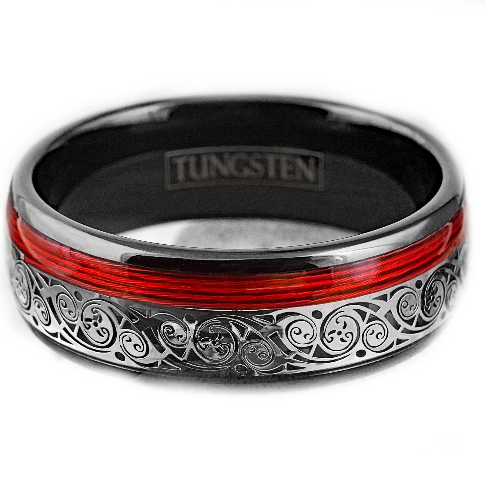 Other Tungsten Carbide Ring Band Clockwork Gears & Red Wire Size ONE SIZE - 1 Thumbnail