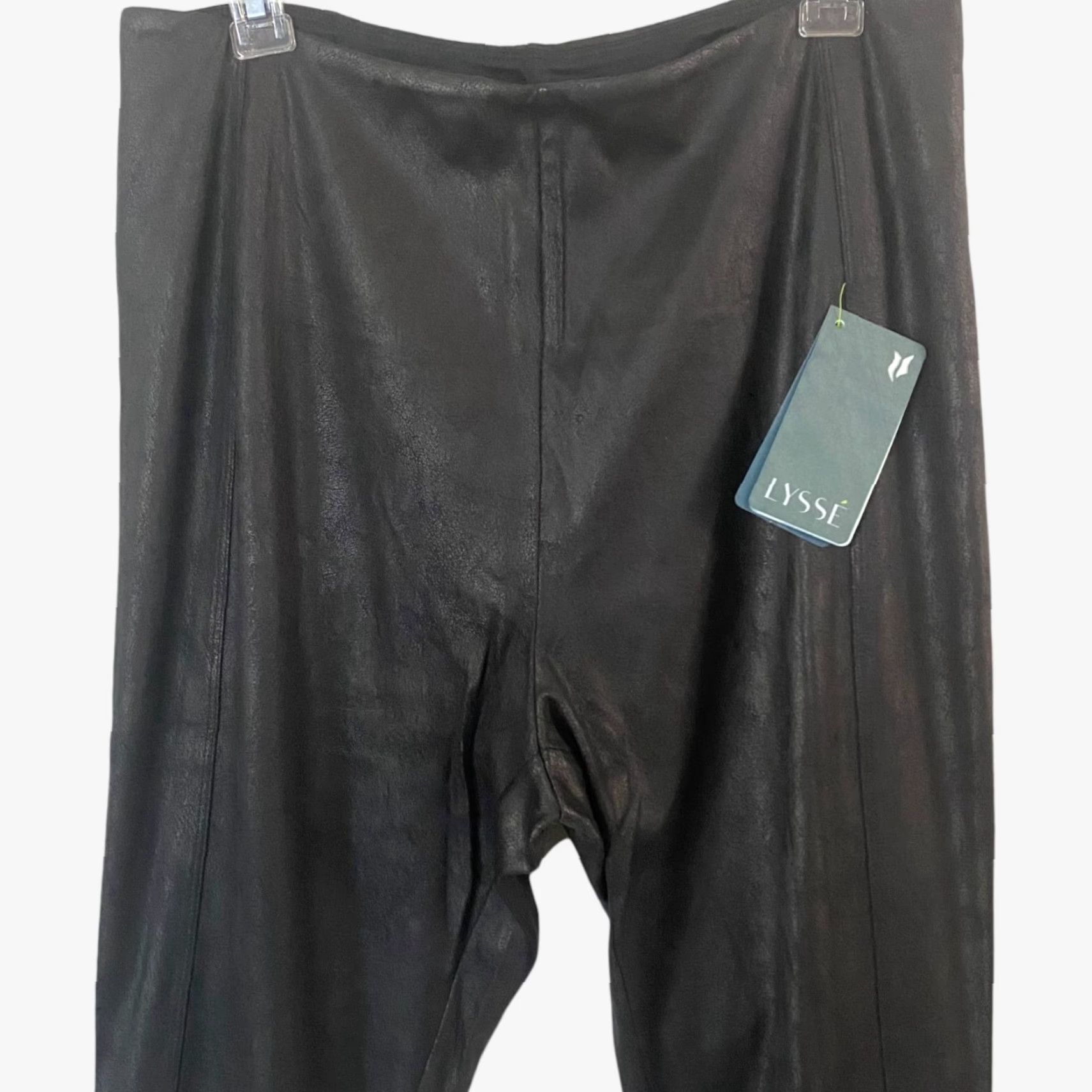 Vintage LYSSE Vegan Buffed Faux Suede Leggings Women's XL Black High-Waisted Stretch New Size 40" / US 18 - 6 Thumbnail