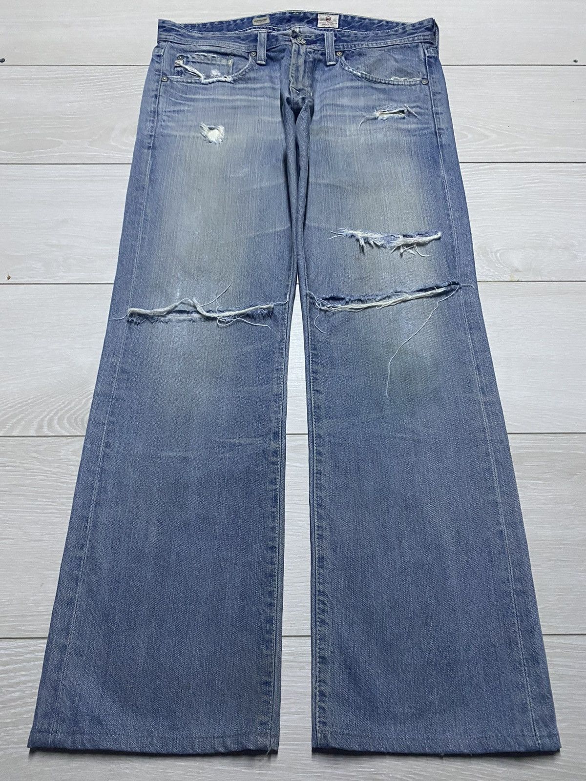 AG Adriano Goldschmied Vtg Ag Adriano Goldschmied Straight Leg DistressedJeans Size US 32 / EU 48 - 1 Thumbnail