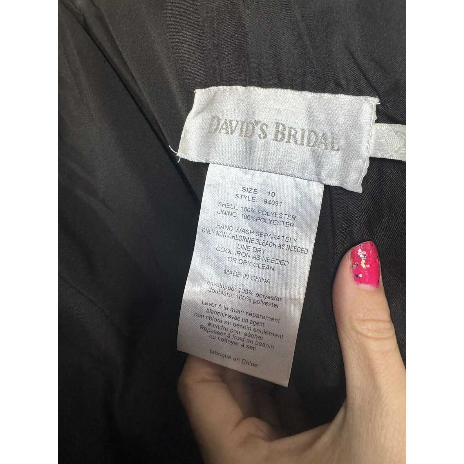Other David’s Bridal Style 84091 Black Bubble Tack Satin Strapless Size L / US 10 / IT 46 - 6 Thumbnail