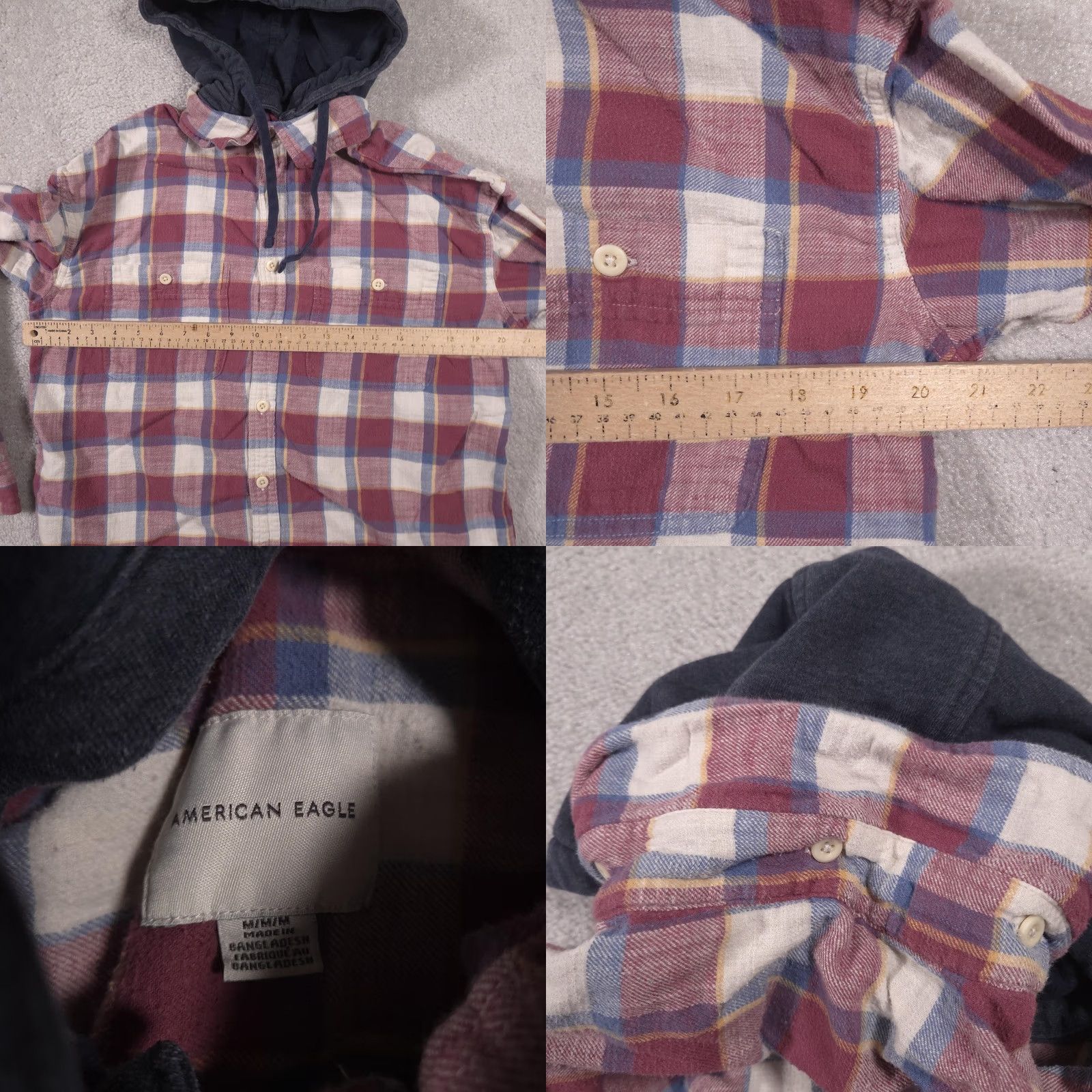 American Eagle Outfitters VINTAGE American Eagle Shirt Mens Medium Red Plaid Hooded Flannel Button Down Casual Size US M / EU 48-50 / 2 - 8 Thumbnail