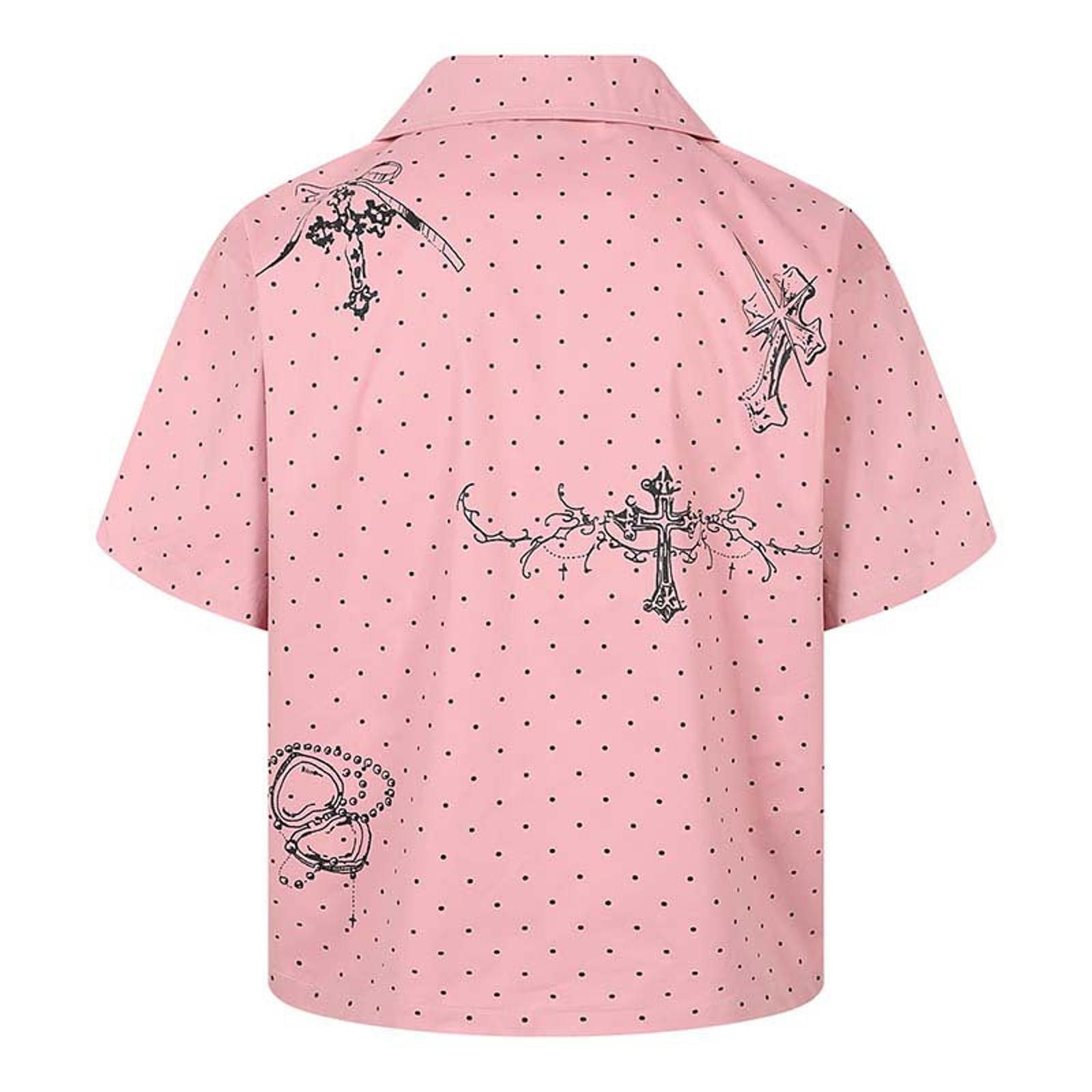 Other Pink Cross-Motif Cuban-Collar Short Shirt Size US M / EU 48-50 / 2 - 2 Thumbnail