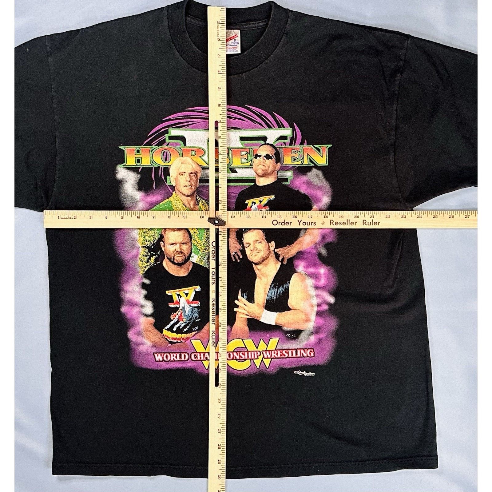 Jerzees 1996 WCW Four Horsemen Vintage Wrestling T-Shirt Size US XXL / EU 58 / 5 - 6 Thumbnail