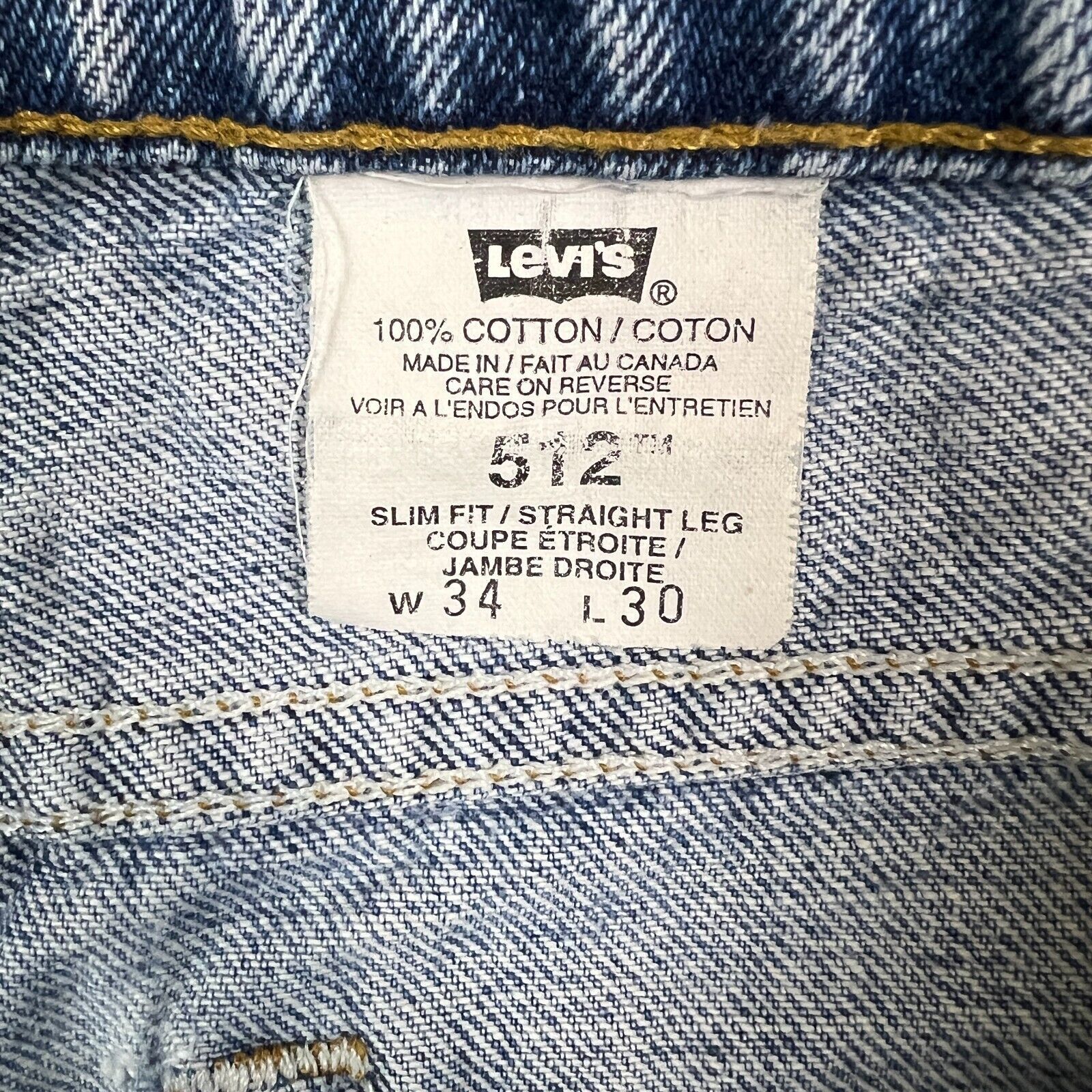 Levi's × Vintage VTG Levi's 512 Jeans 34x30 Slim Straight Leg Denim 90s Pants Size US 34 / EU 50 - 10 Thumbnail