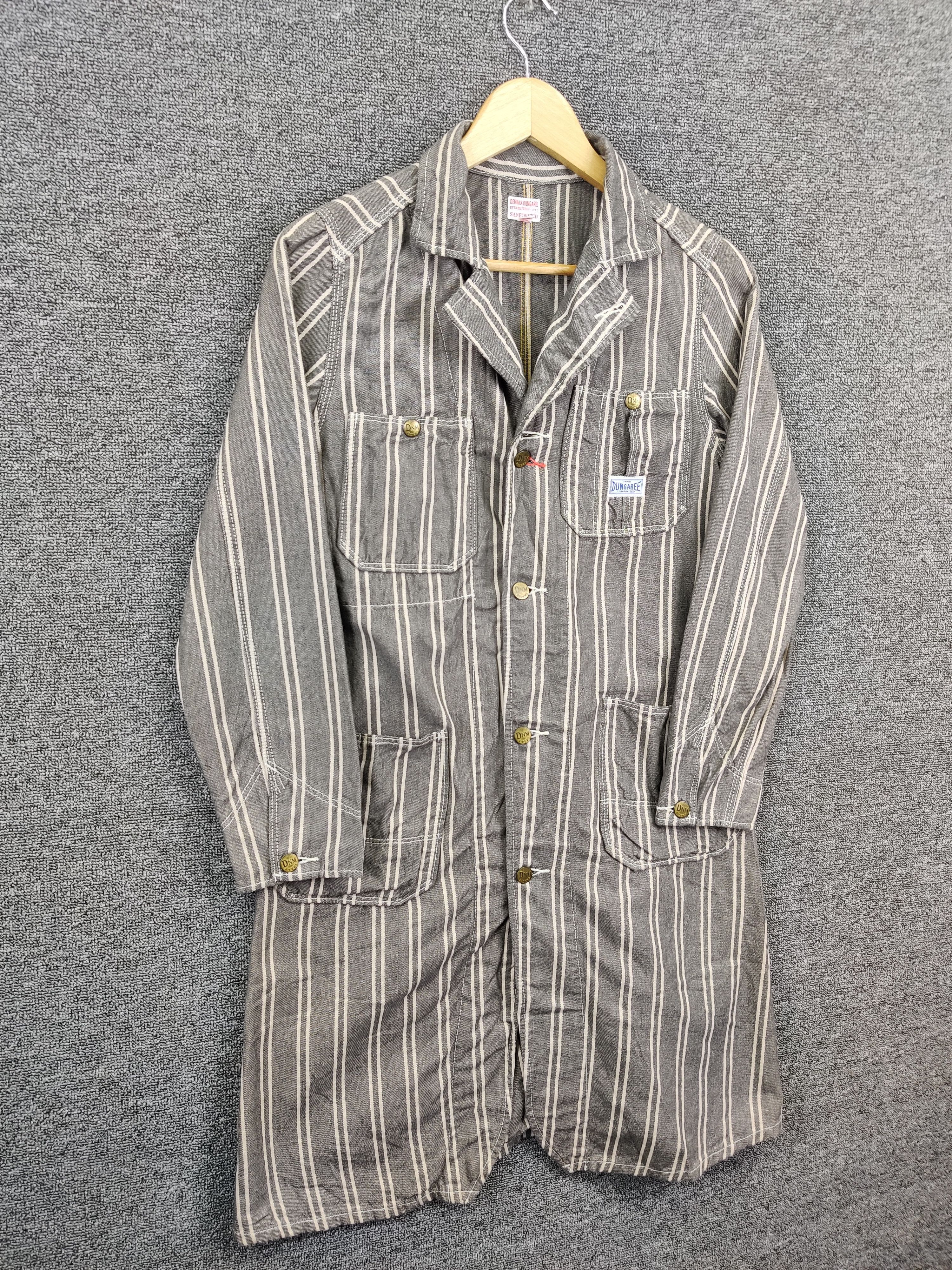 Vintage Vintage 90s Denim Dungaree Hickory Stripe Chore Jacket Size US S / EU 44-46 / 1 - 5 Thumbnail