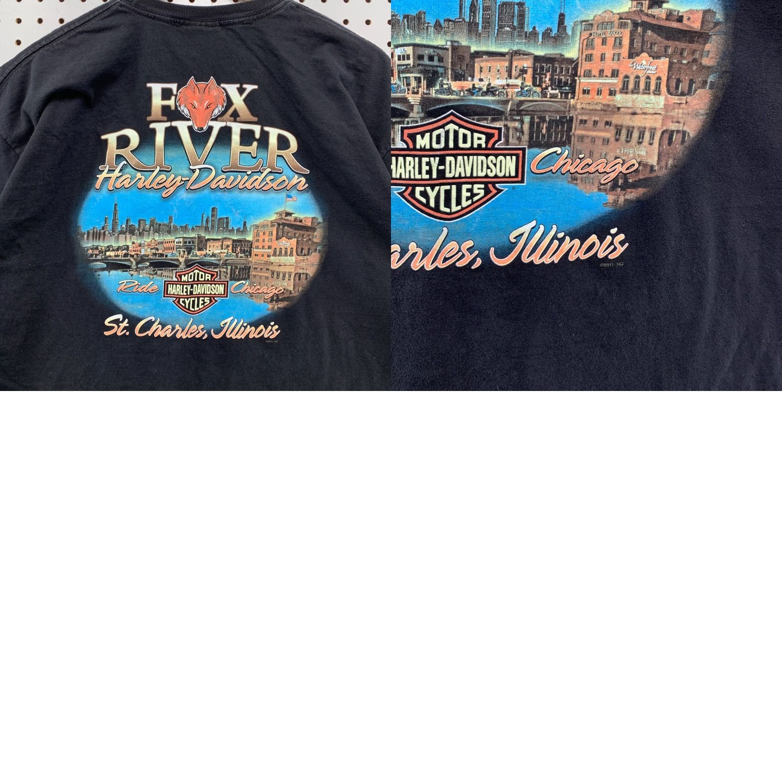 Harley Davidson Harley-Davidson Shirt Mens XL Black Fox Rivers ST Charles Illinois 23x28.5 Size US XL / EU 56 / 4 - 10 Thumbnail
