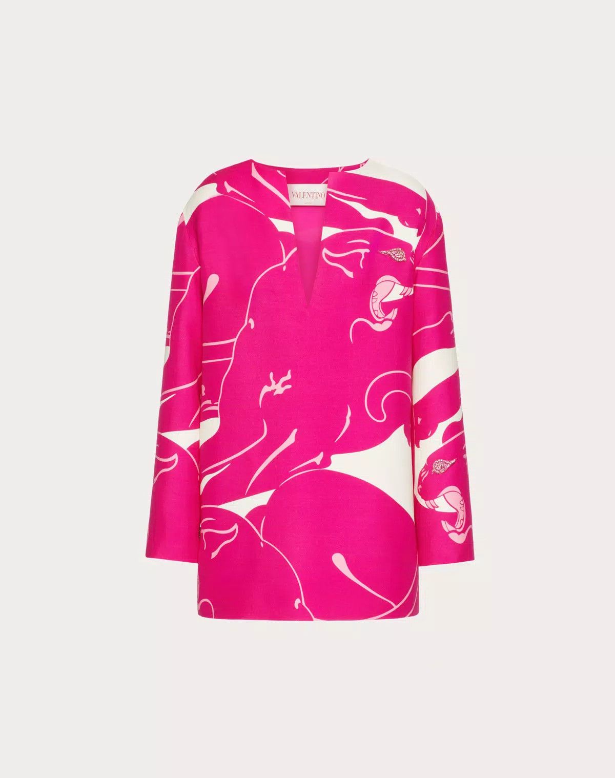 Valentino o1s1wg110625 Short Dress In Crepe Couture Panther in Pink Size XS / US 0-2 / IT 36-38 - 1 Thumbnail