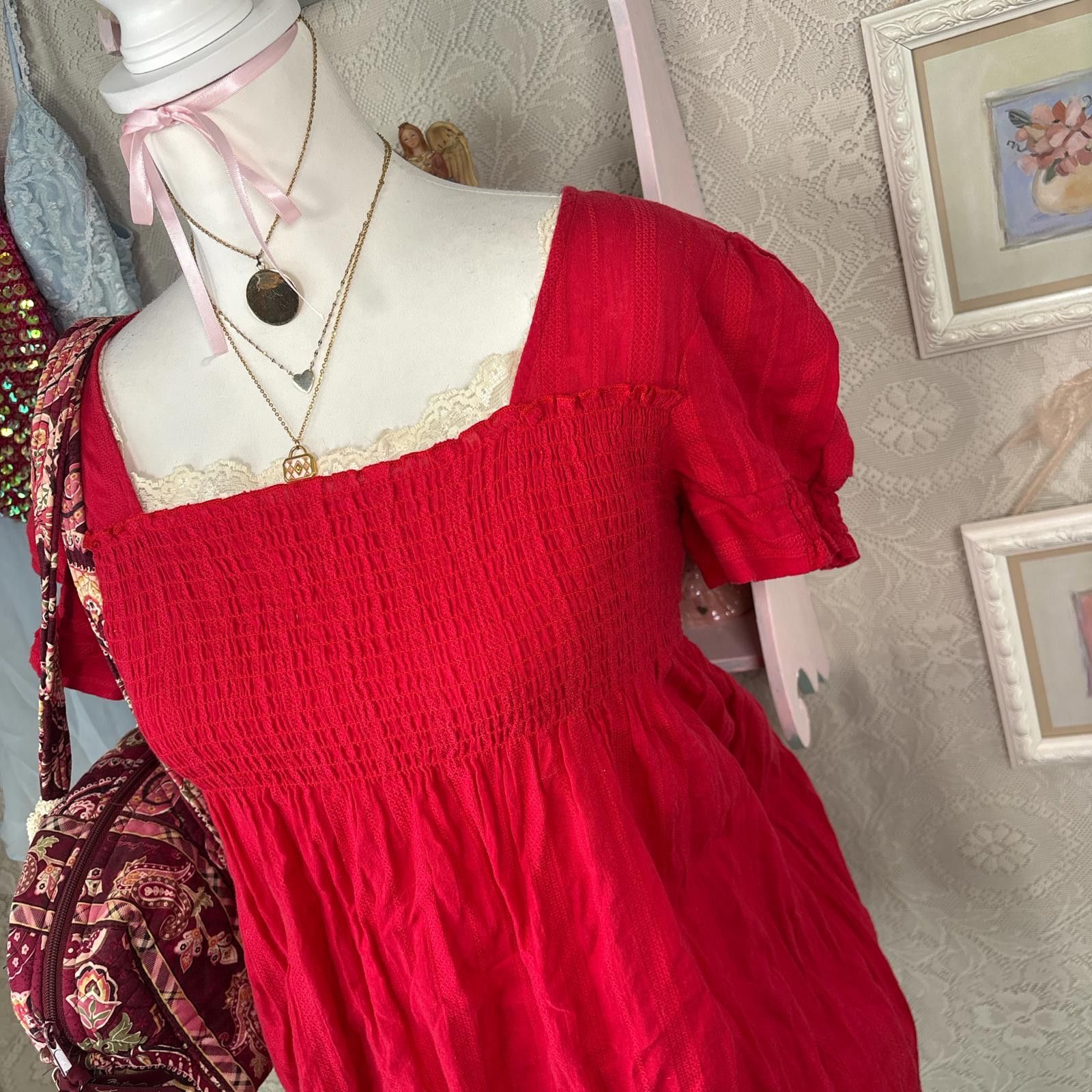 At Last & Co y2k red valentines day babydoll blouse top Size M / US 6-8 / IT 42-44 - 3 Thumbnail