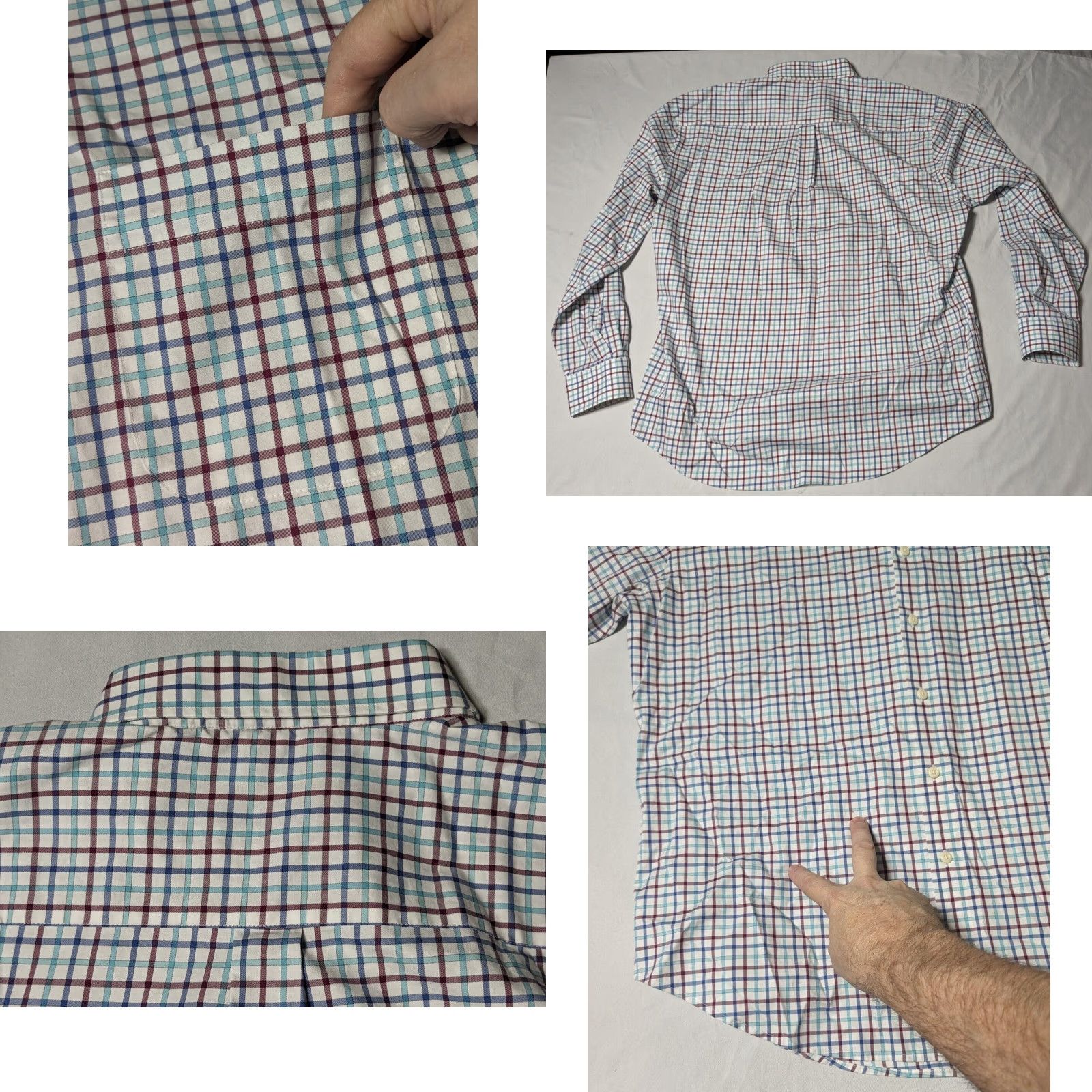 Peter Millar PETER MILLAR Button-Up Shirt Men XL Blue Burgundy Plaid Cotton Stretch Pin-Button Down Collared Shirt Size US XL / EU 56 / 4 - 10 Thumbnail