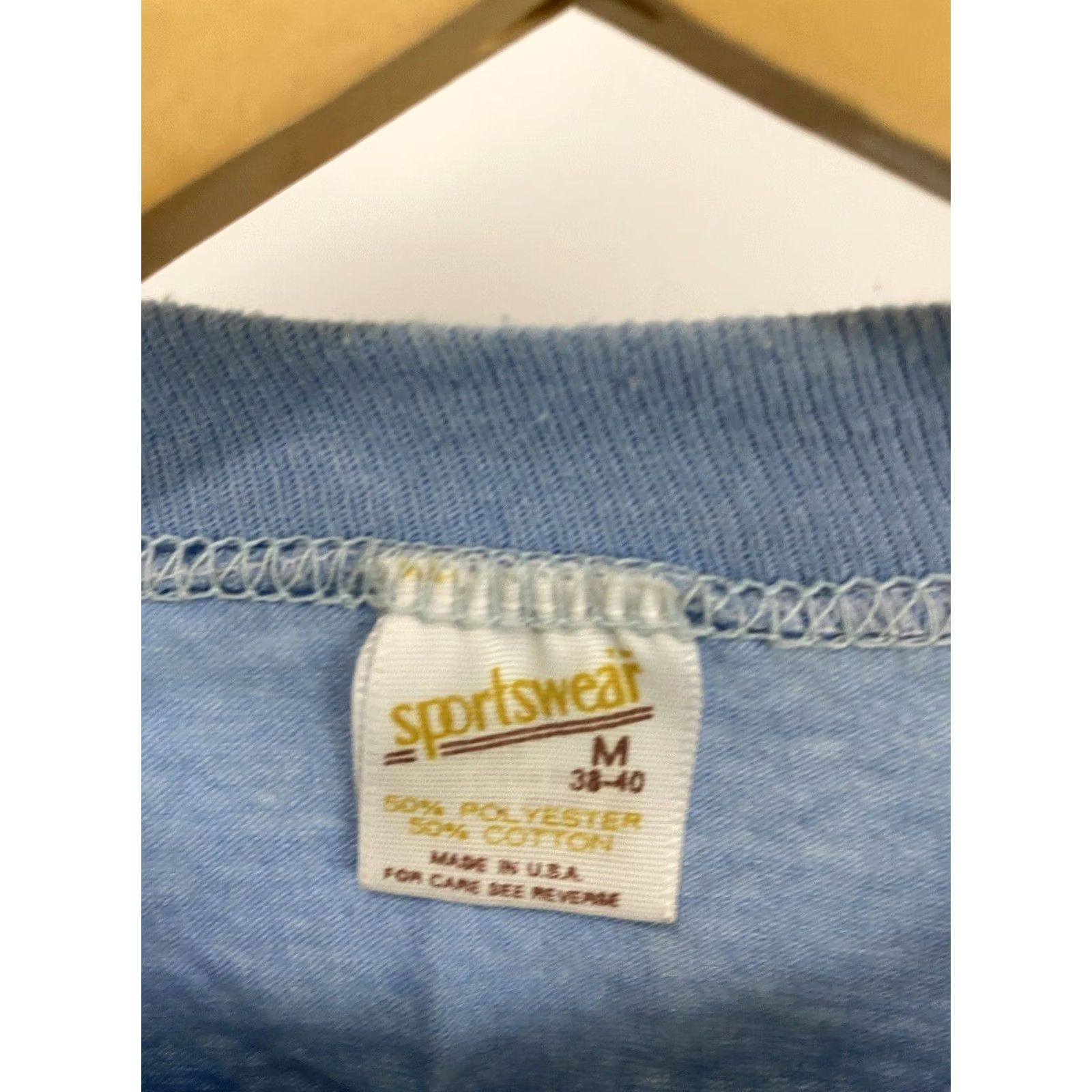Vintage VTG 80s Sportswear T-Shirt M Men Blue Short Sleeve 50/50 Single Stitch 80s Theme Size US M / EU 48-50 / 2 - 3 Thumbnail