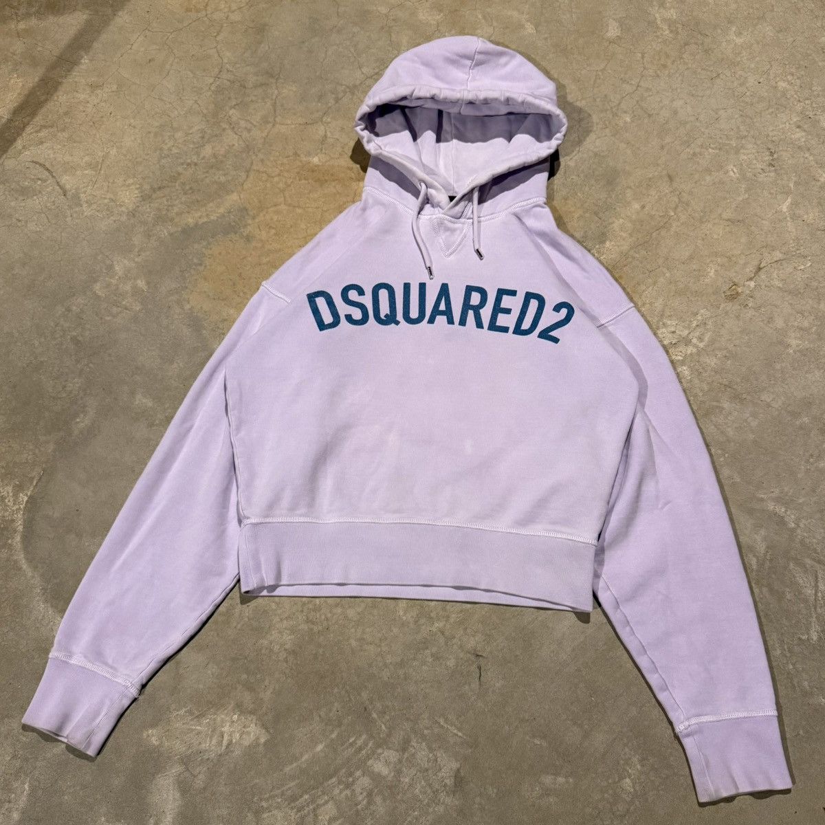 Dsquared2 Dsquared2 Garment Dyed Faded Boxy Cropped Logo Hoodie Size US S / EU 44-46 / 1 - 2 Thumbnail