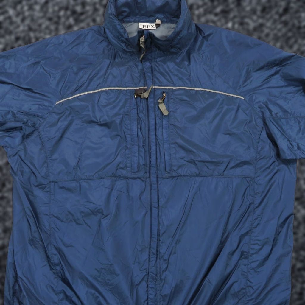 Vintage Ibex Jacket Men XL Blue Nylon Softshell Packable Removable Hood Rain Coat Trail Weathergear Zipper Pockets Size US XL / EU 56 / 4 - 1 Thumbnail