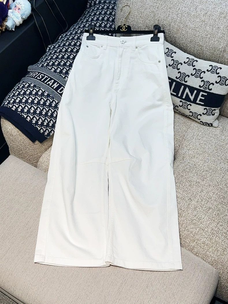 Loewe LOEWE White 34-inch wide leg jeans Size 42" / US 20 - 1 Thumbnail