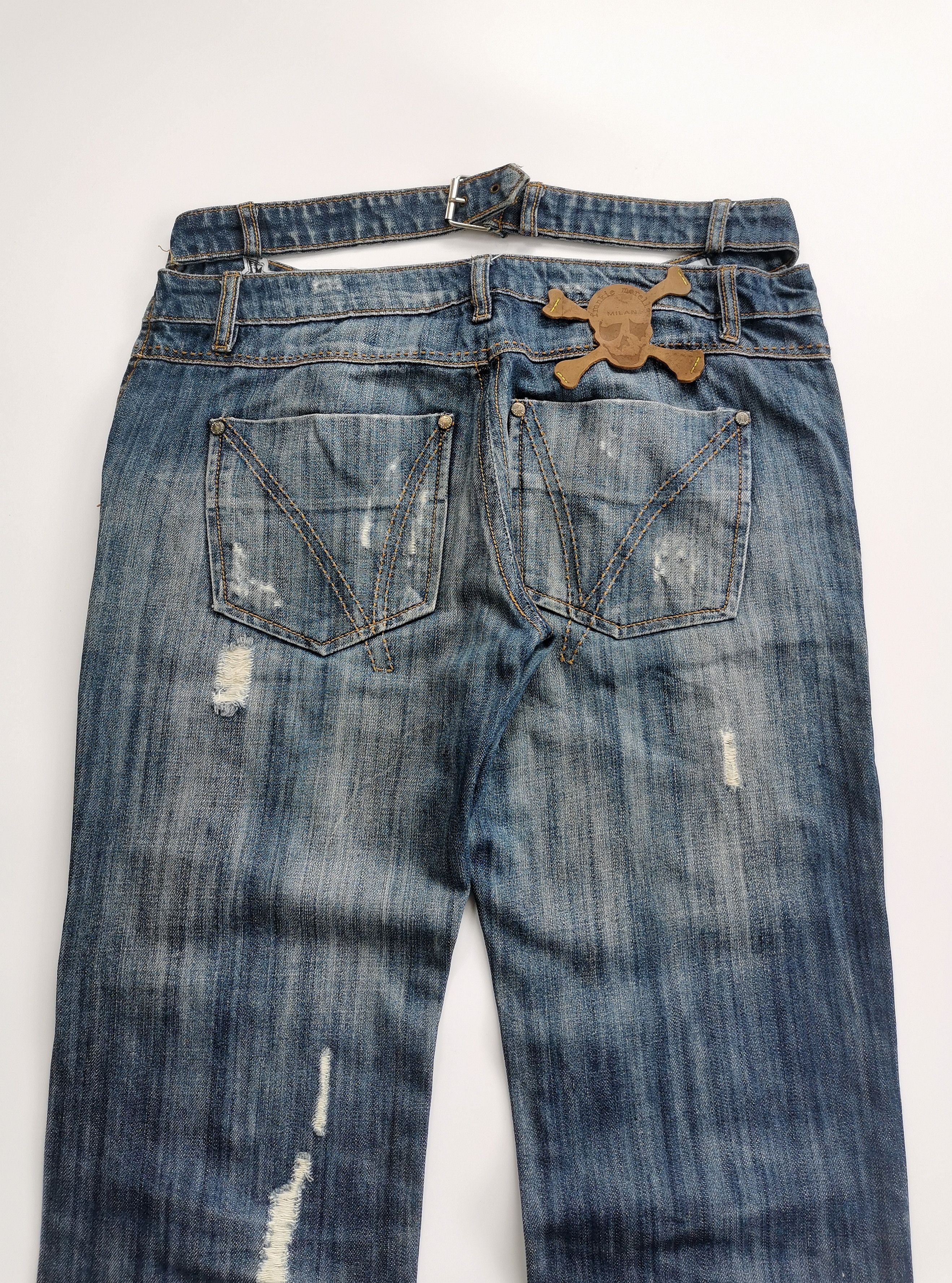 Frankie Morello Frankie Morello Y2K Gimmick Skull Damage Processing Jeans Size US 32 / EU 48 - 20 Thumbnail