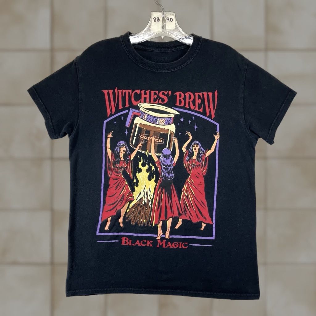 RHODE Steven Rhodes Witches Brew Graphic T-Shirt Women's Medium Faded Black Classic Rock Horror Retro Size M / US 6-8 / IT 42-44 - 1 Thumbnail