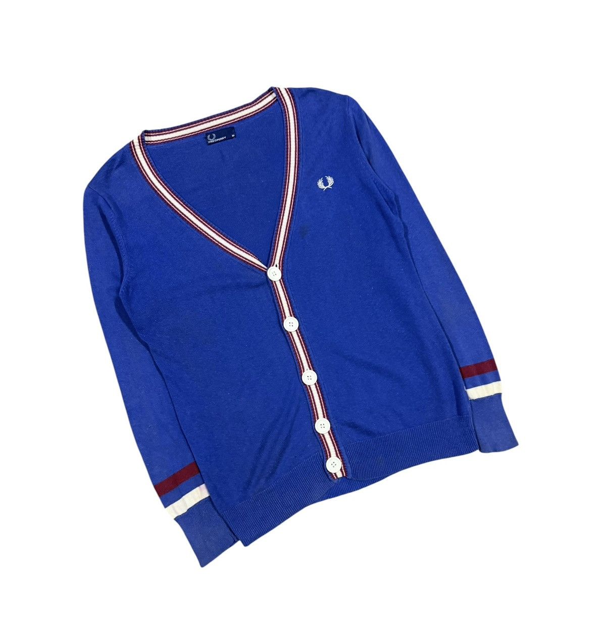 Fred Perry Vtg🔥Fred Perry Tipped Knitted Cardigan Jacket Size US M / EU 48-50 / 2 - 4 Thumbnail