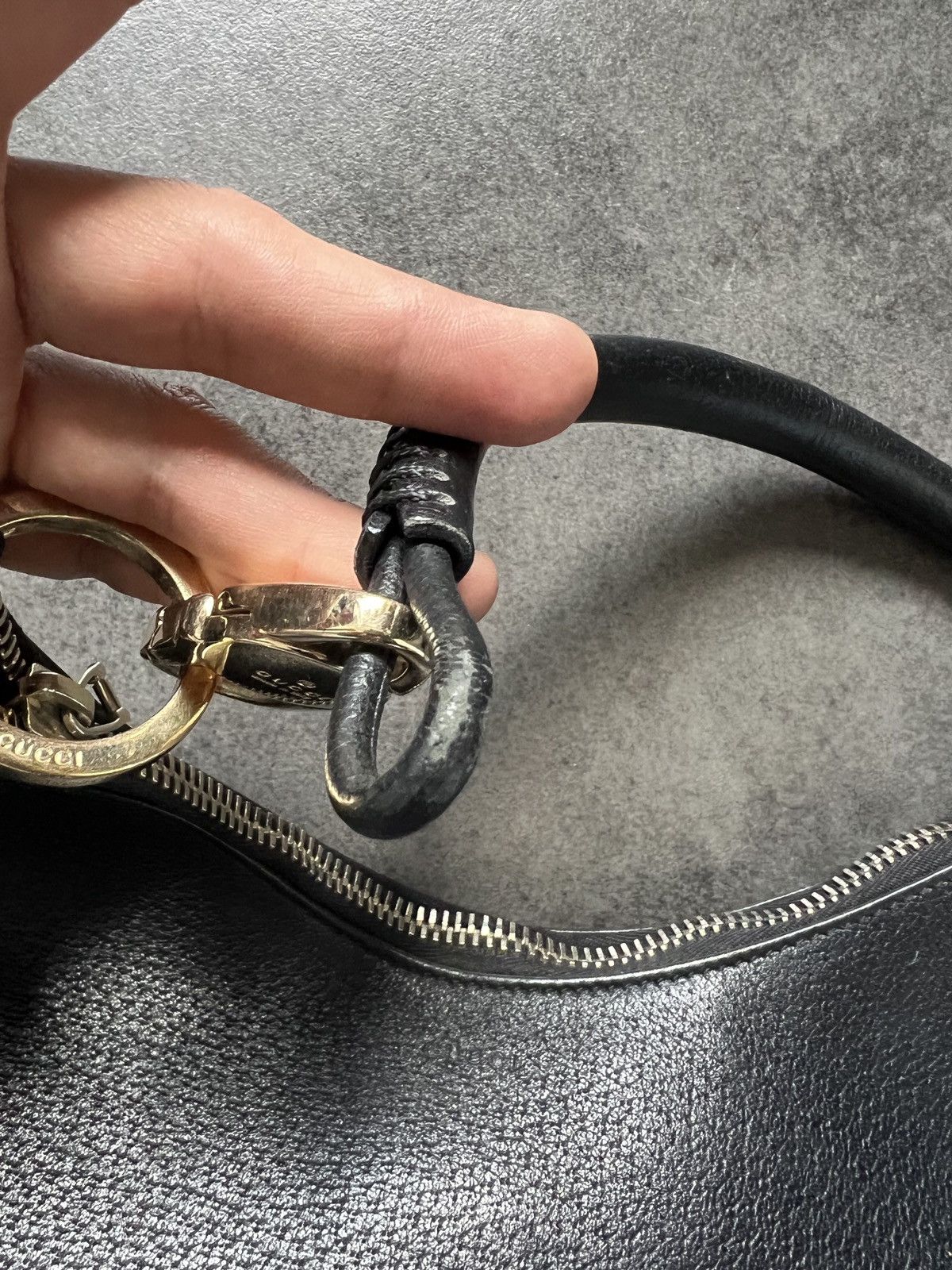 Vintage Gucci logo shoulder bag with carabiner