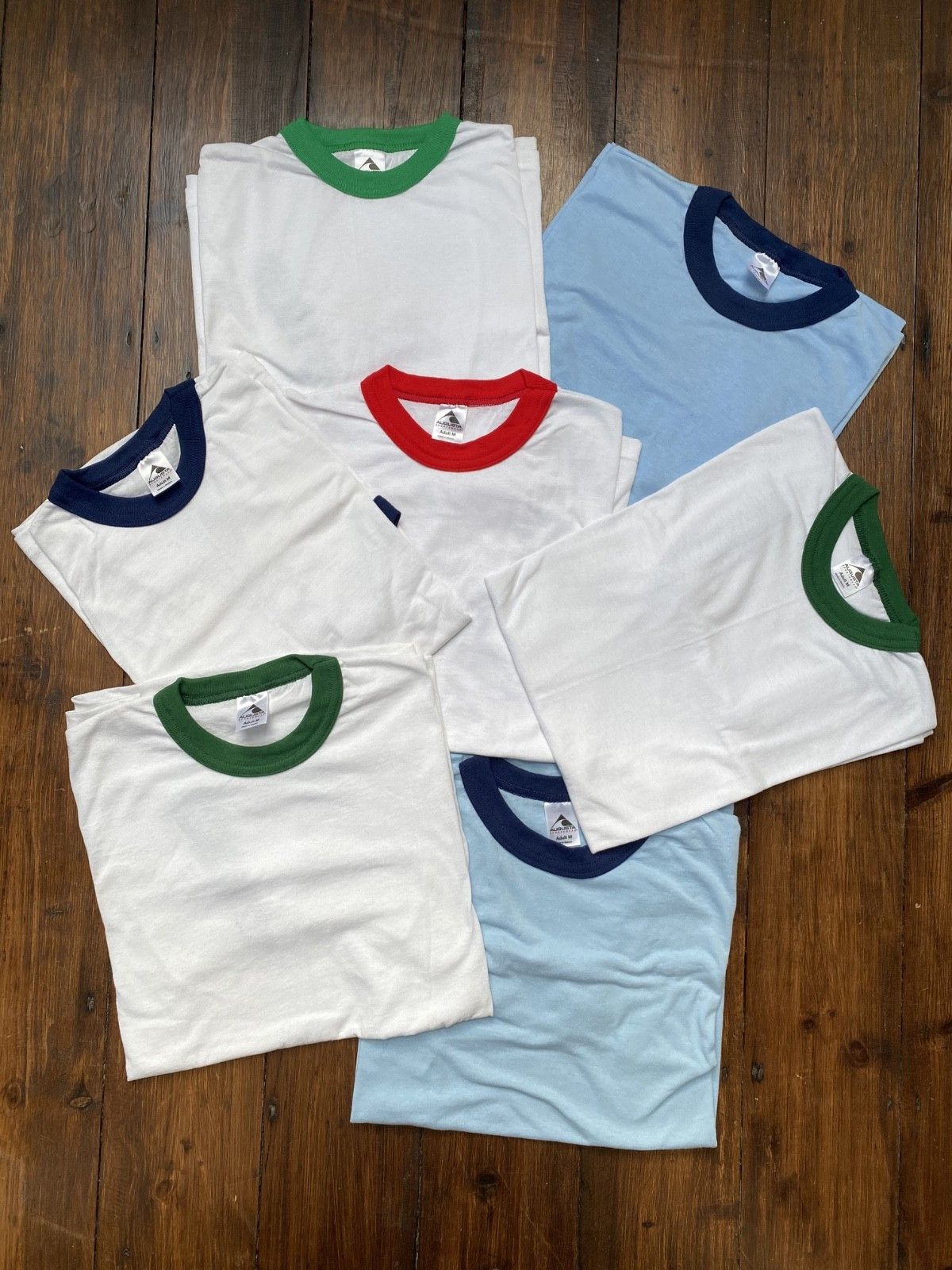 Augusta Sportswear LOT 7 50/50 Jersey Knit Ringer T-Shirts #710 Size US M / EU 48-50 / 2 - 1 Thumbnail