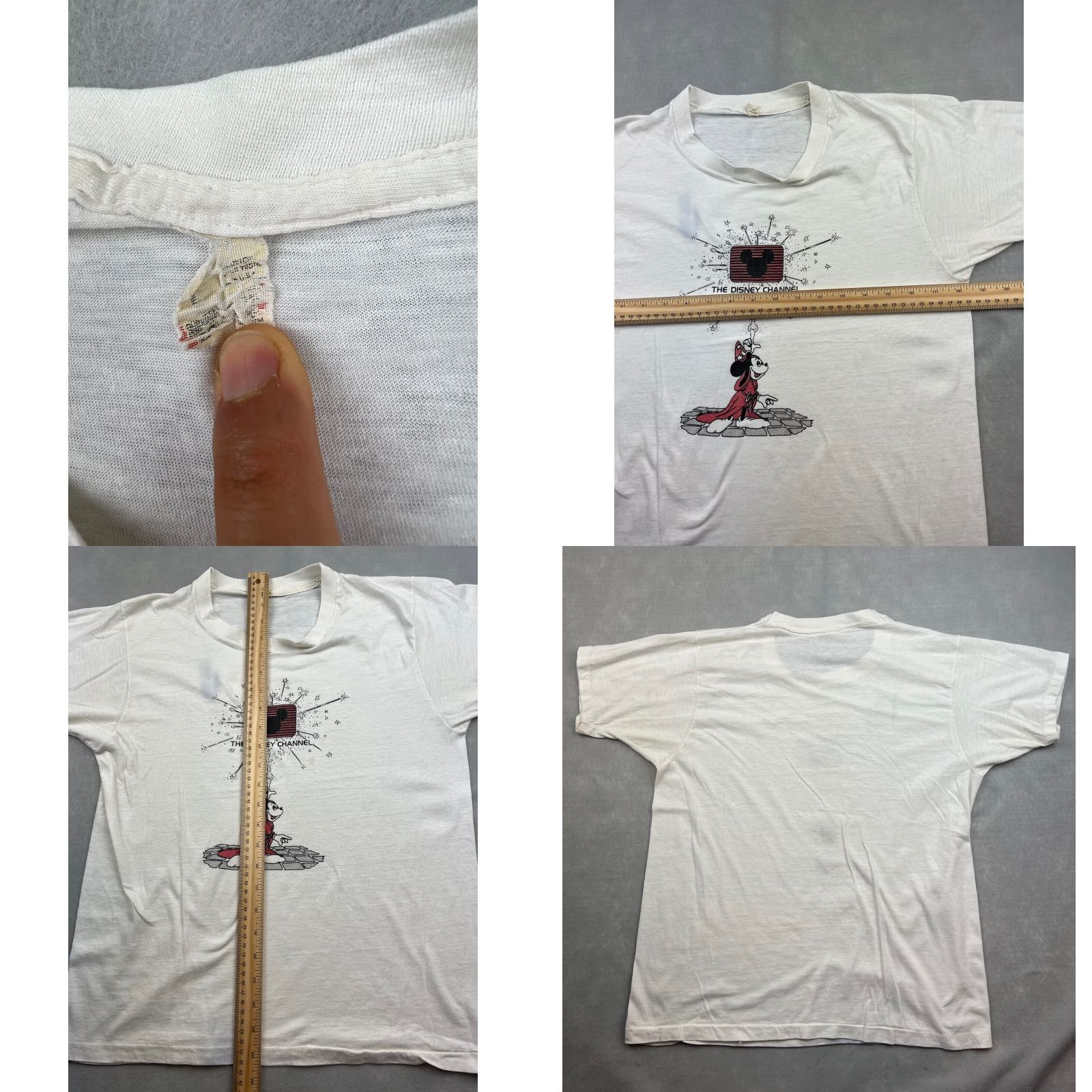 Disney VINTAGE Disney T-Shirt 1980s The Disney Channel Fantasia Mickey Mouse 90s Promo Adult Large White Graphic Tee Men Size US L / EU 52-54 / 3 - 8 Thumbnail