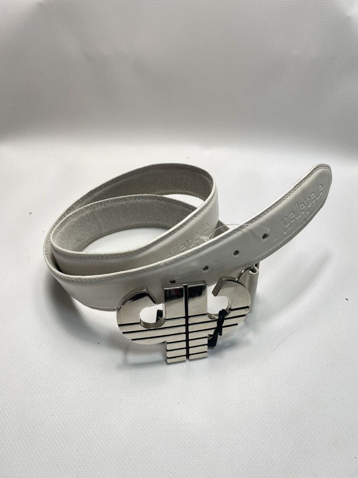Vintage Pelle Pelle Marc Buchanan Logo White Leather Belt