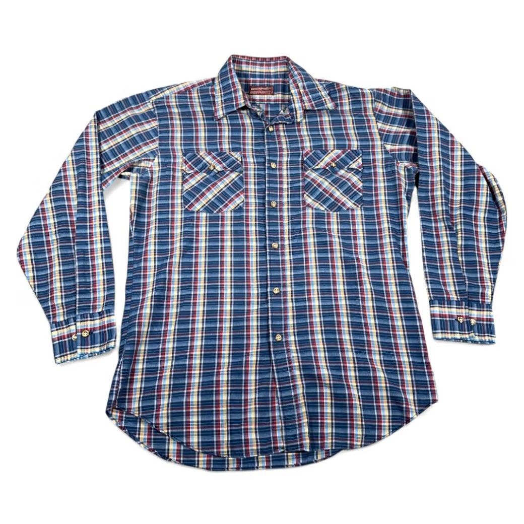 Rainbow VINTAGE Kingsport Shirt Adult MEDIUM Blue Plaid Button-Down 80s Size US M / EU 48-50 / 2 - 2 Thumbnail