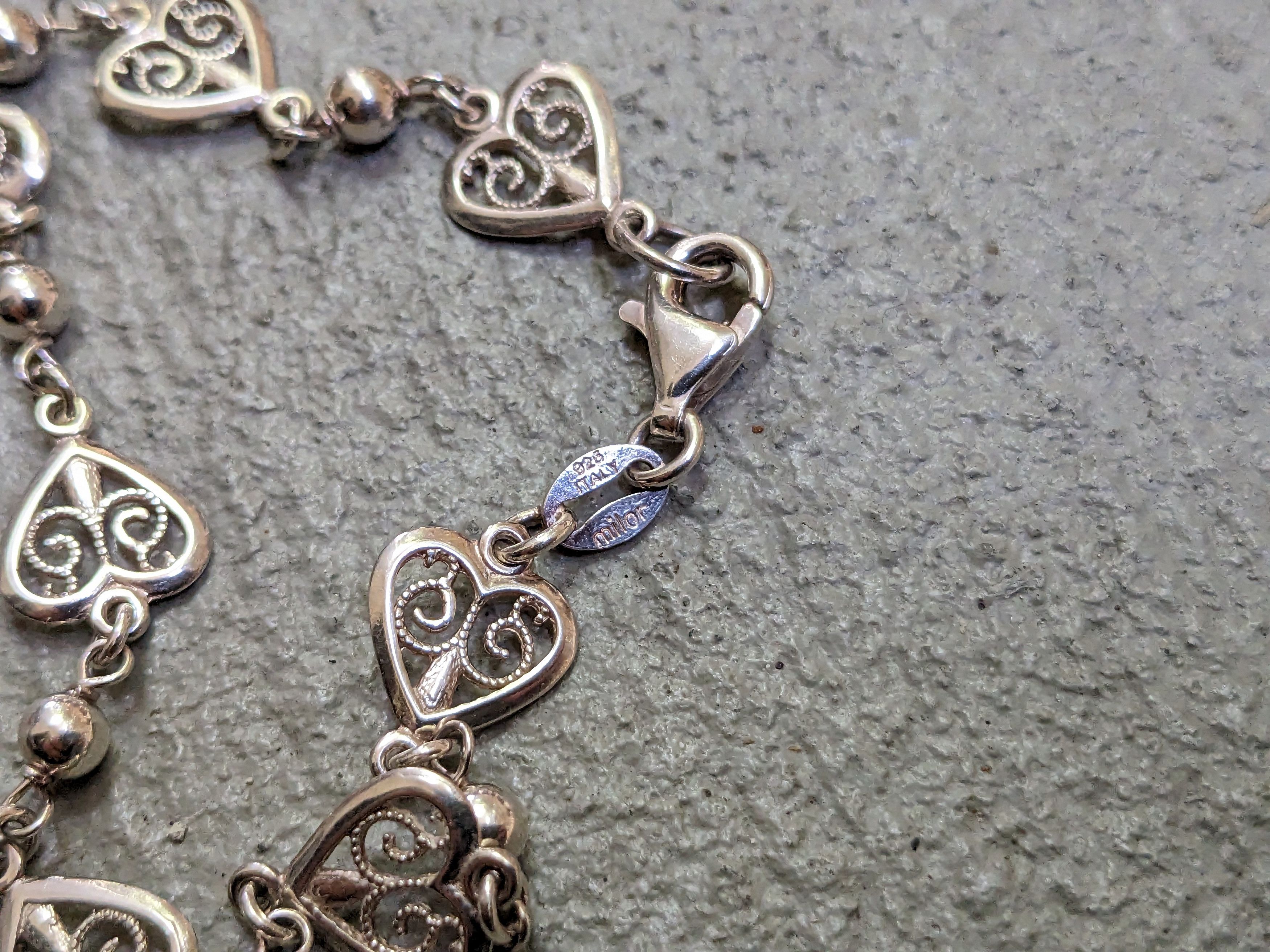 Jewelry × Vintage Vintage Sterling Silver Heart Bracelet Chain 7.25" Italy Y2K Size ONE SIZE - 5 Thumbnail