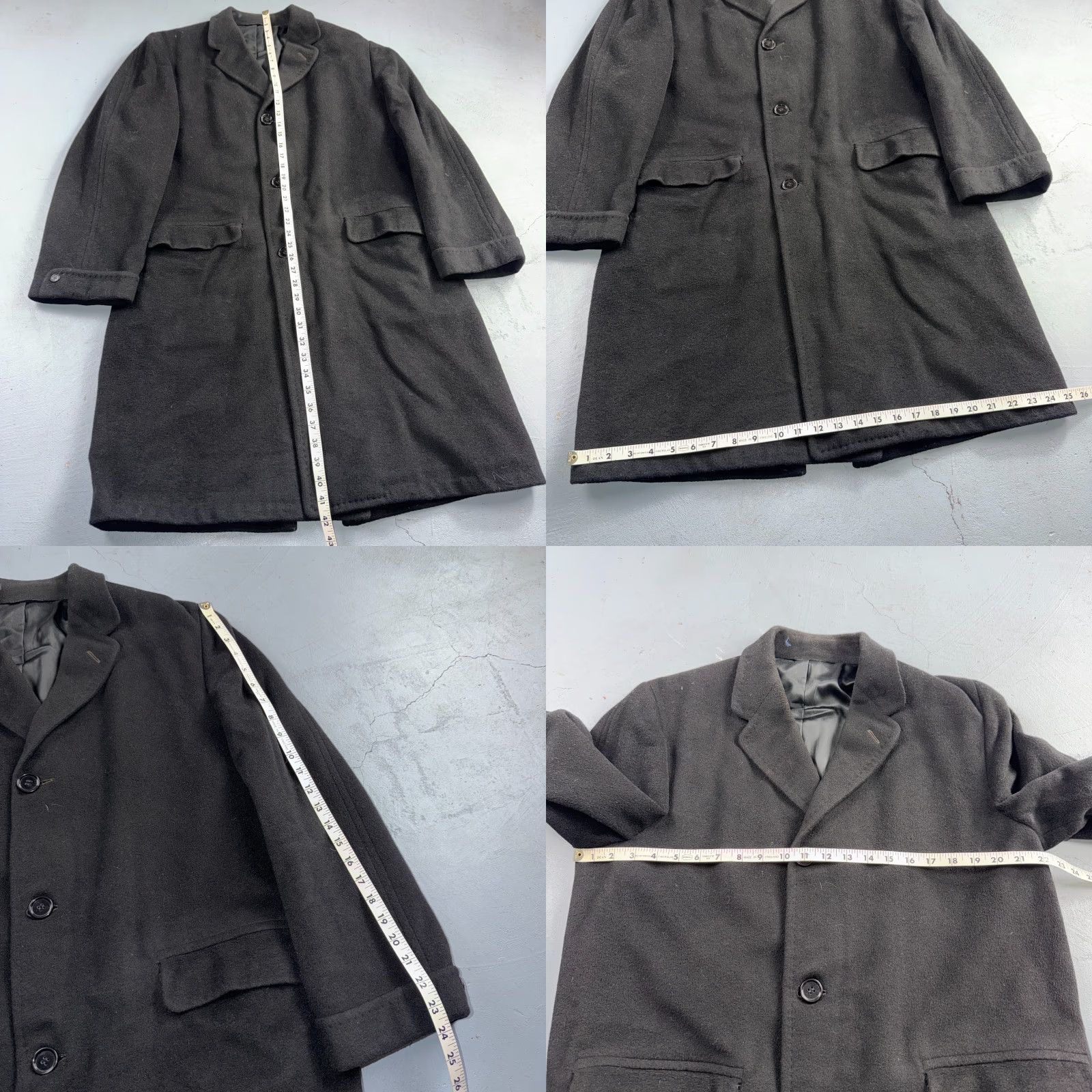 Vintage VINTAGE Black Wool Cashmere Overcoat Men’s 42 Long Retro Trench 1950s 1960s Size US XS / EU 42 / 0 - 8 Thumbnail