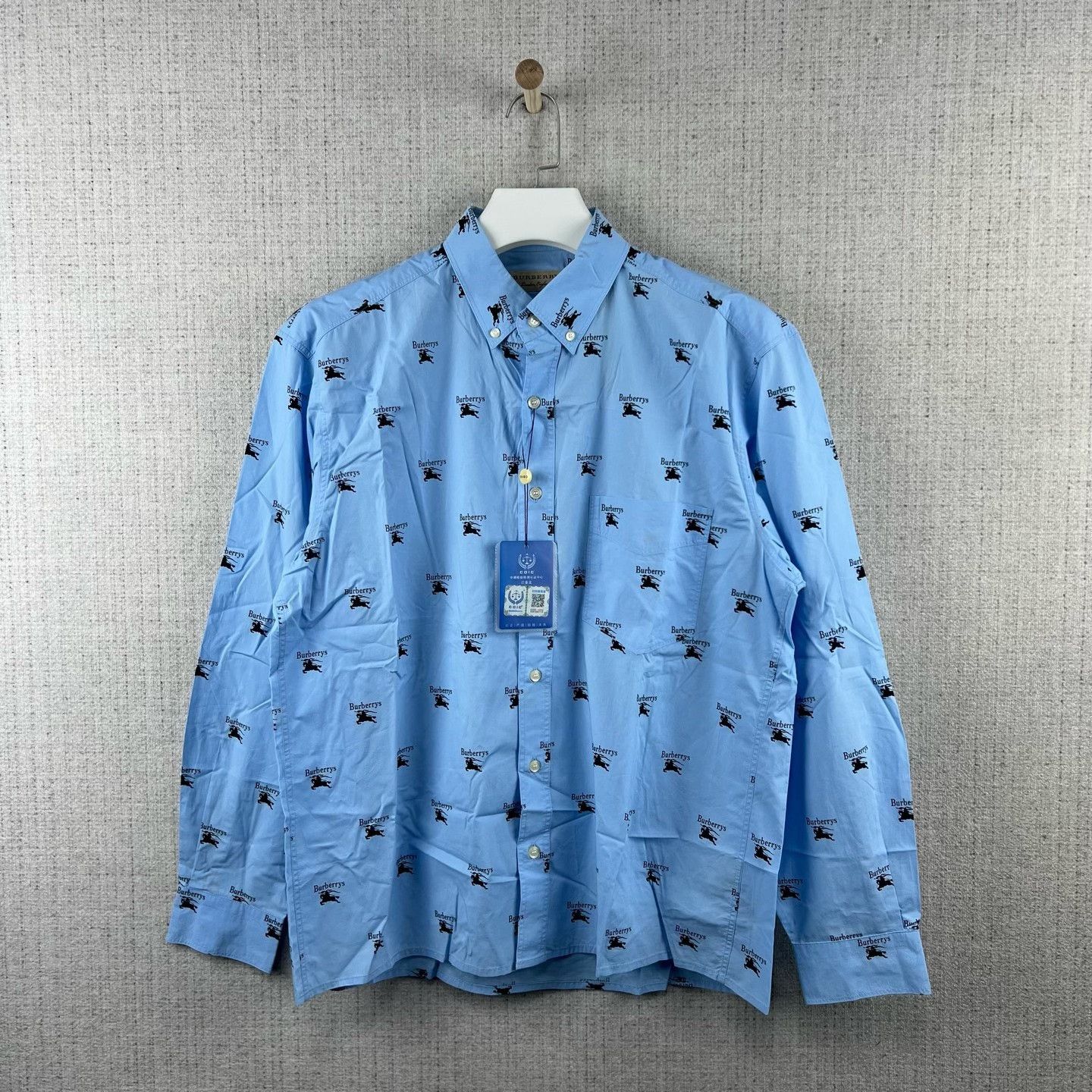 Burberry Burberry Collar Logo Print Cotton Shirt Size US L / EU 52-54 / 3 - 1 Thumbnail