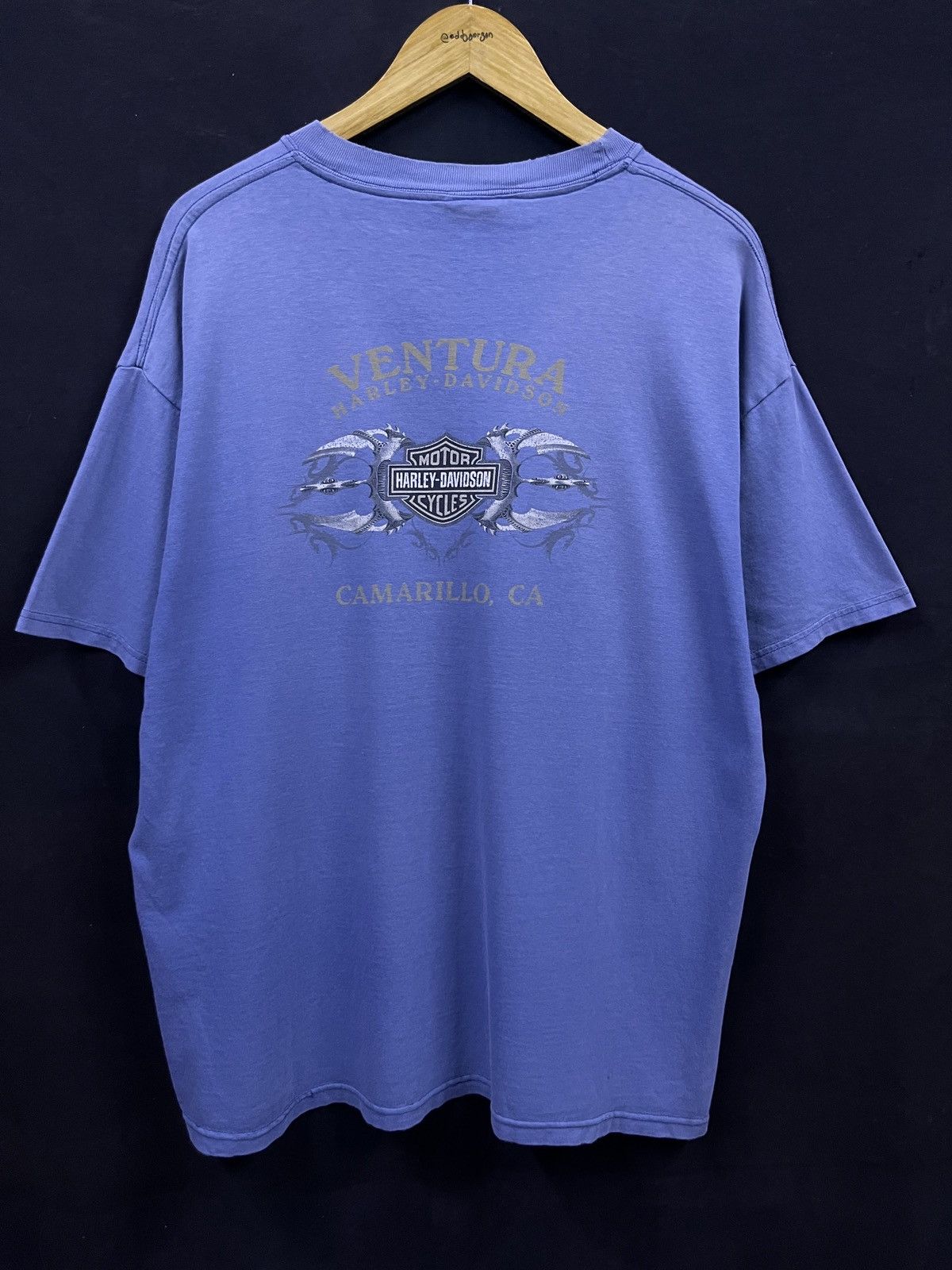 Harley Davidson RARE ! VINTAGE Y2K HARLEY DAVIDSON BLUE LIGHTNING TSHIRT Size US XL / EU 56 / 4 - 4 Thumbnail
