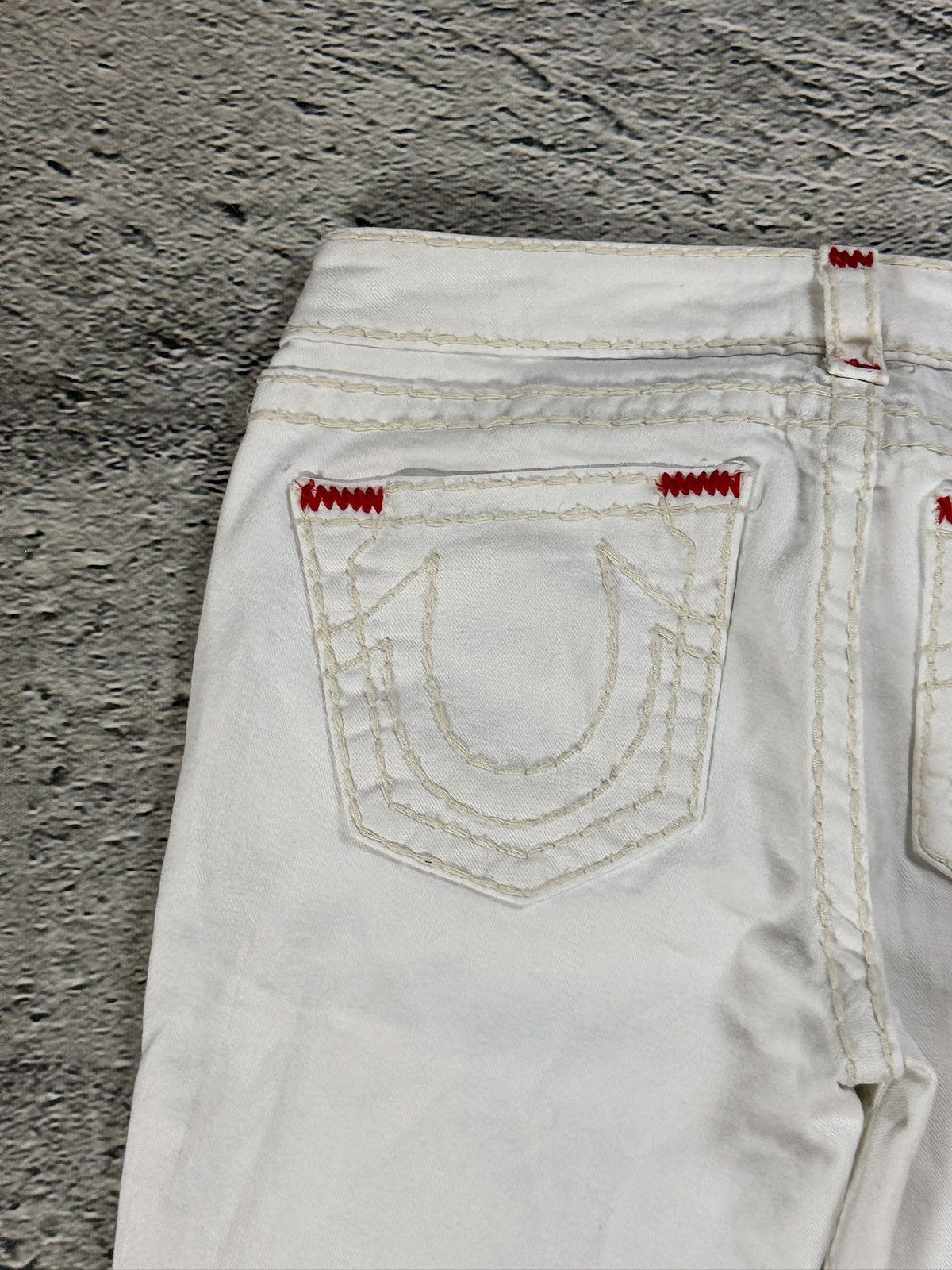 True Religion True Religion vintage white jeans slim Stella red stitching Size 31" - 3 Thumbnail