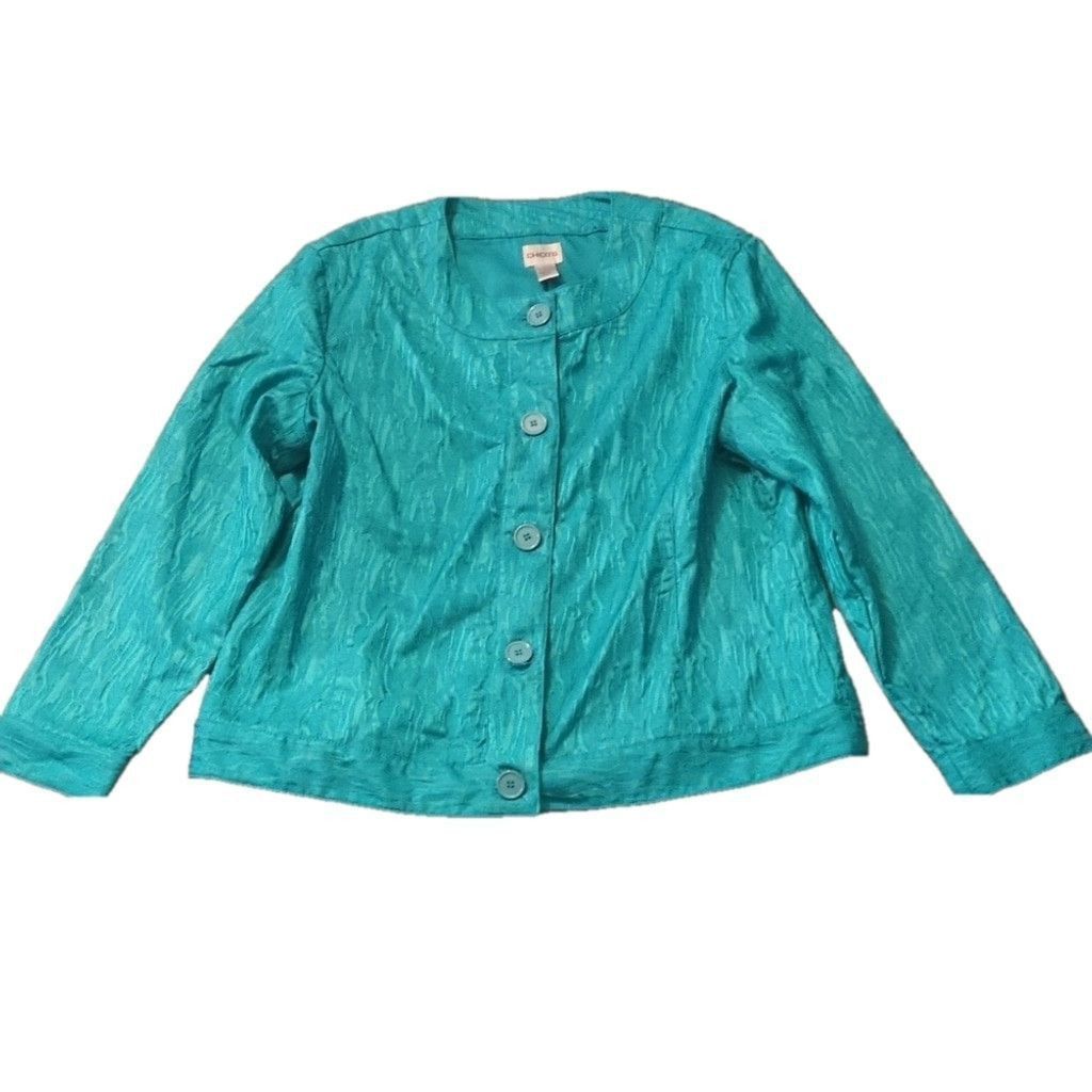 Chicos Chicos aqua blue button down jacket size 3 Size XL / US 12-14 / IT 48-50 - 1 Thumbnail