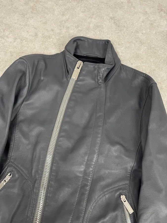 Emporio Armani SS2014 Emporio Armani Asymmetrical Petrol Grey Leather Jacket Size XS / US 0-2 / IT 36-38 - 6 Thumbnail
