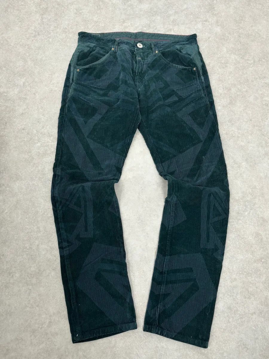 Marithe + Francois Girbaud 2000s Marithé + François Girbaud Dark Green Abstract Pants Size US 33 - 1 Thumbnail