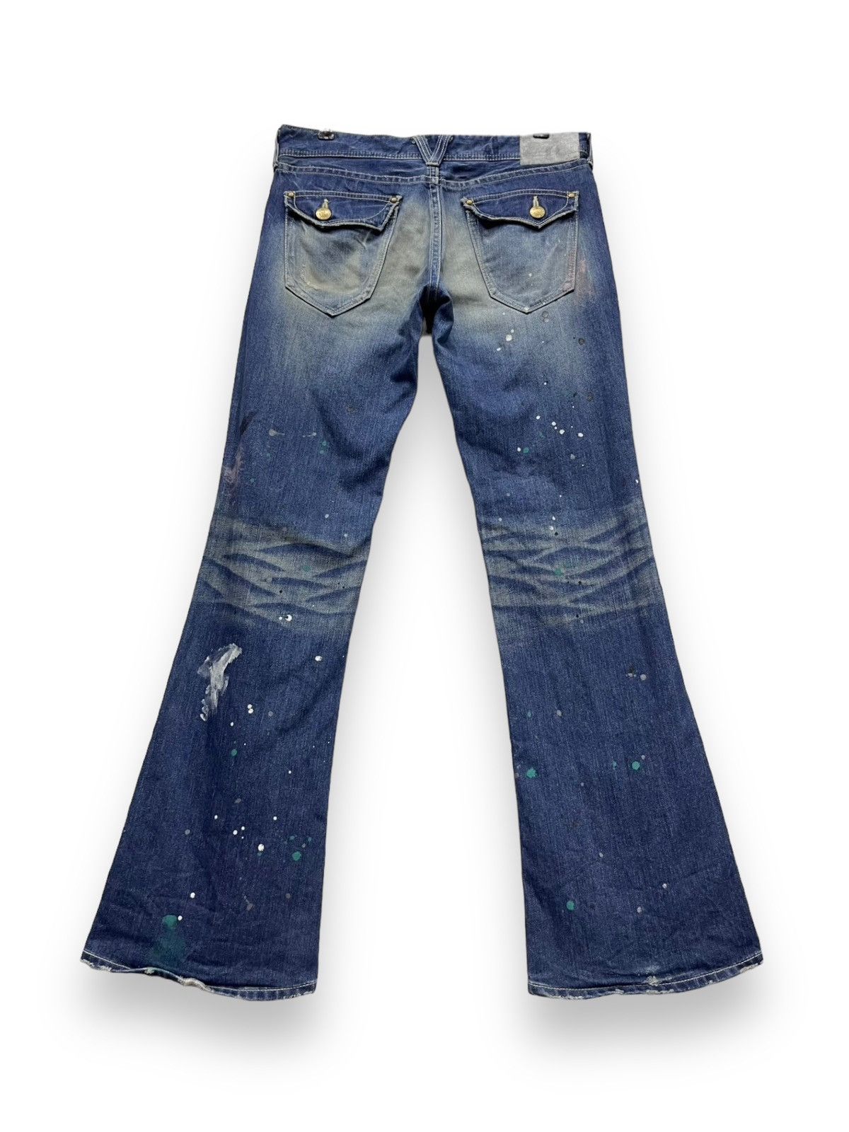 Vanquish 🔥VANQUISH FLARE“SEX IS HEAVEN” MudMax Ripped Splatter Denim Size US 31 - 5 Thumbnail