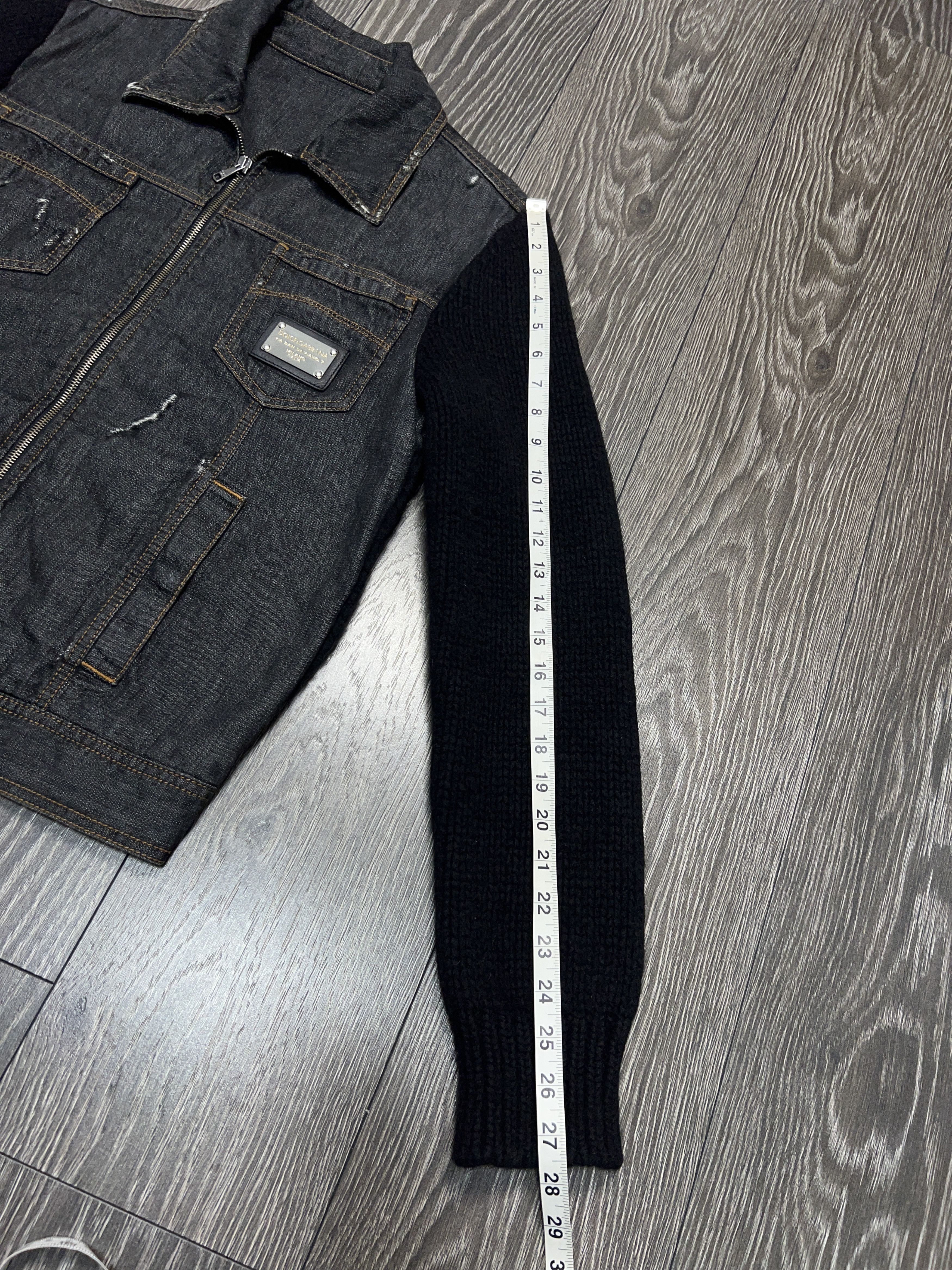 Dolce & Gabbana Mens Distressed Wool Denim Hybrid Jacket Bomber Size US L / EU 52-54 / 3 - 9 Thumbnail