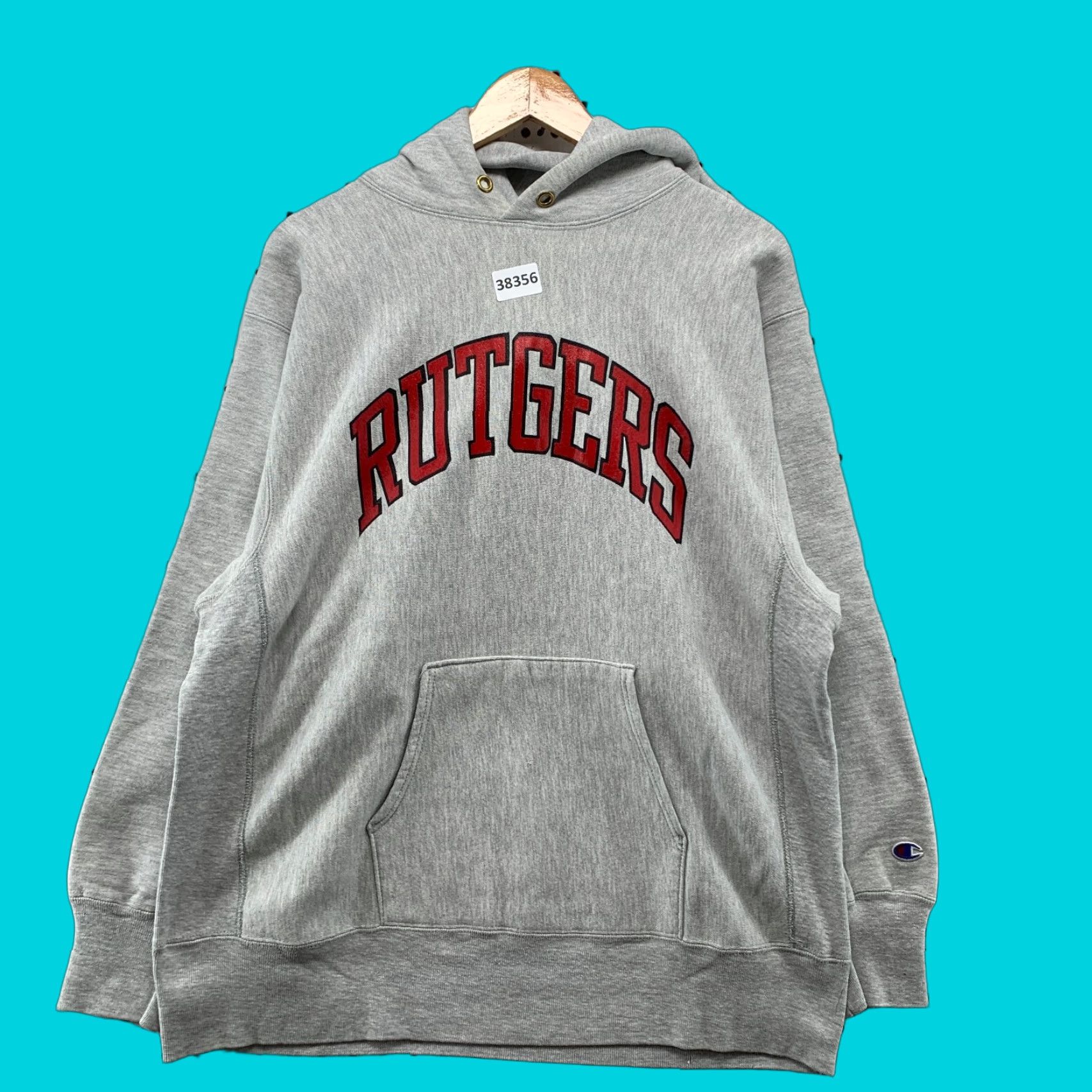 Champion Vintage 1980s Rutgers Hoodie Sweatshirt Men XL Gray Champion Reverse Weave USA 23x27 Graphic Print Pullover Heavyweight Size US XL / EU 56 / 4 - 1 Thumbnail