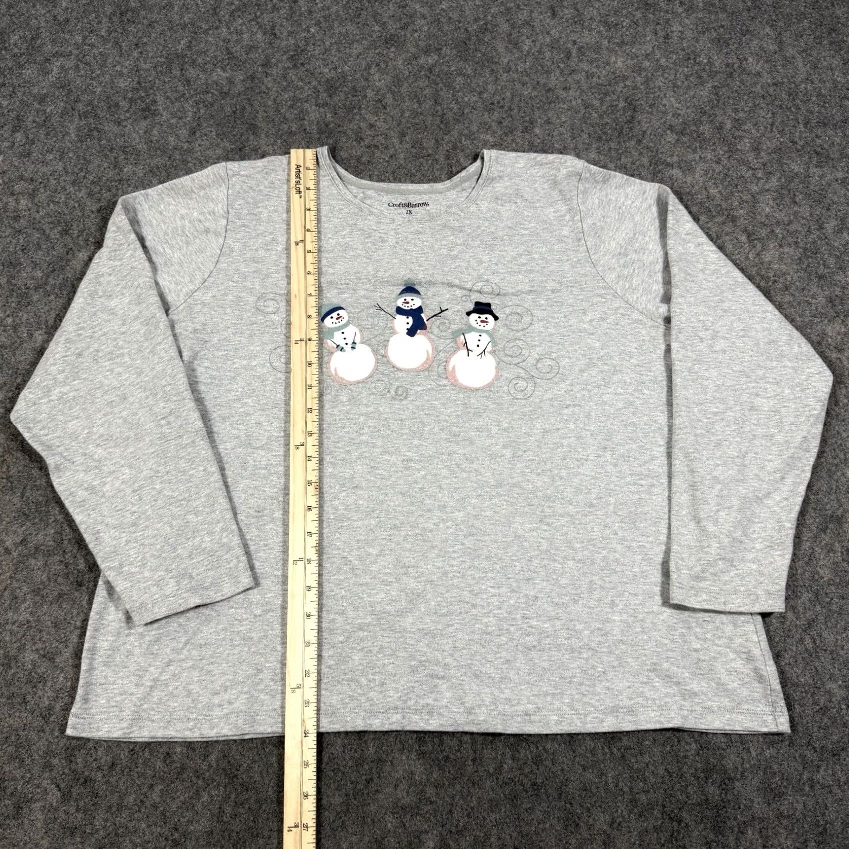 Croft & Barrow Croft & Barrow Christmas Snowman Sweatshirt Women's 2X Gray Long Sleeve Size XXL / US 16-18 / IT 52-54 - 5 Thumbnail