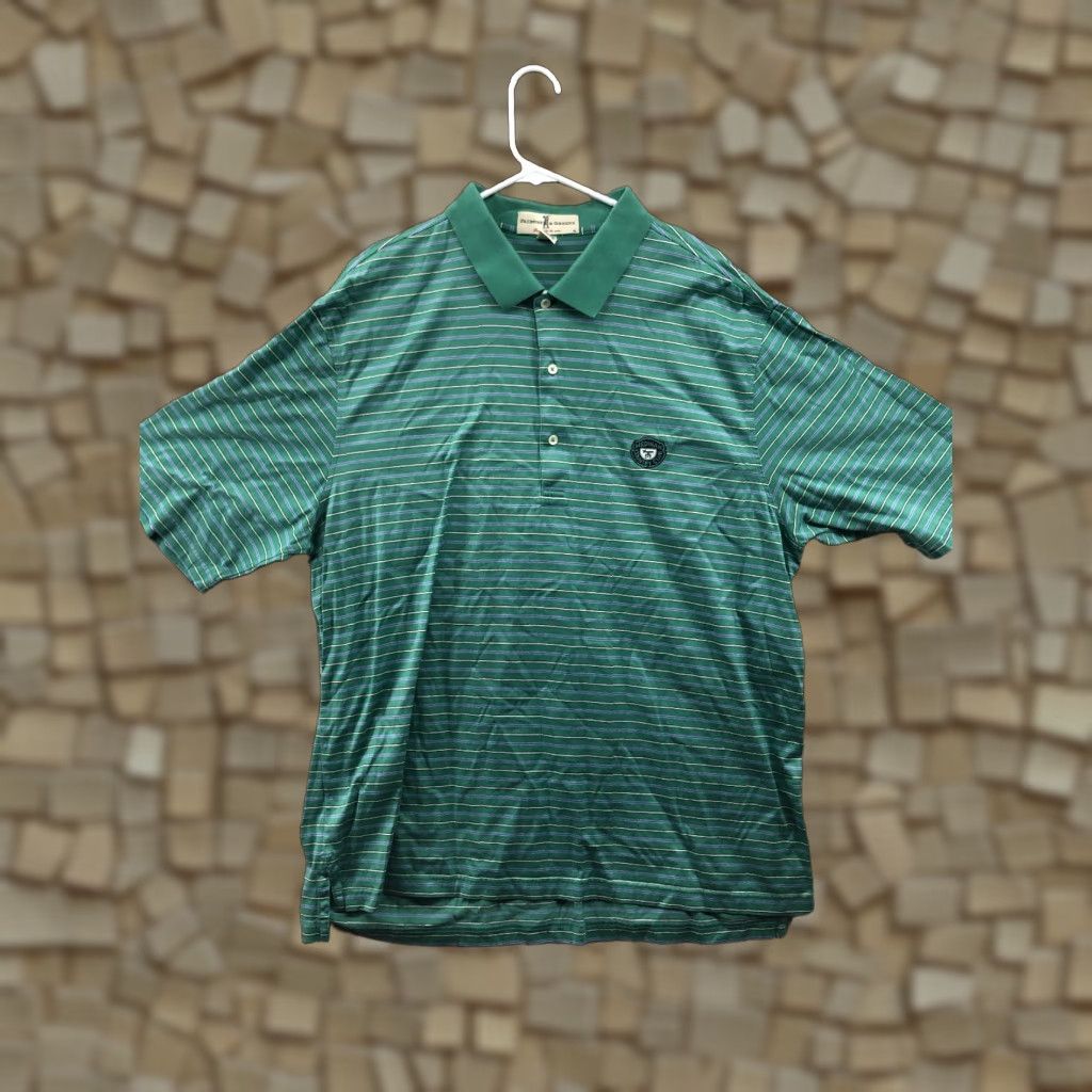 Vintage Fairway & Greene Green Striped Polo Shirt Mens XL Short Sleeve Casual Regular Fit Size US XL / EU 56 / 4 - 1 Thumbnail