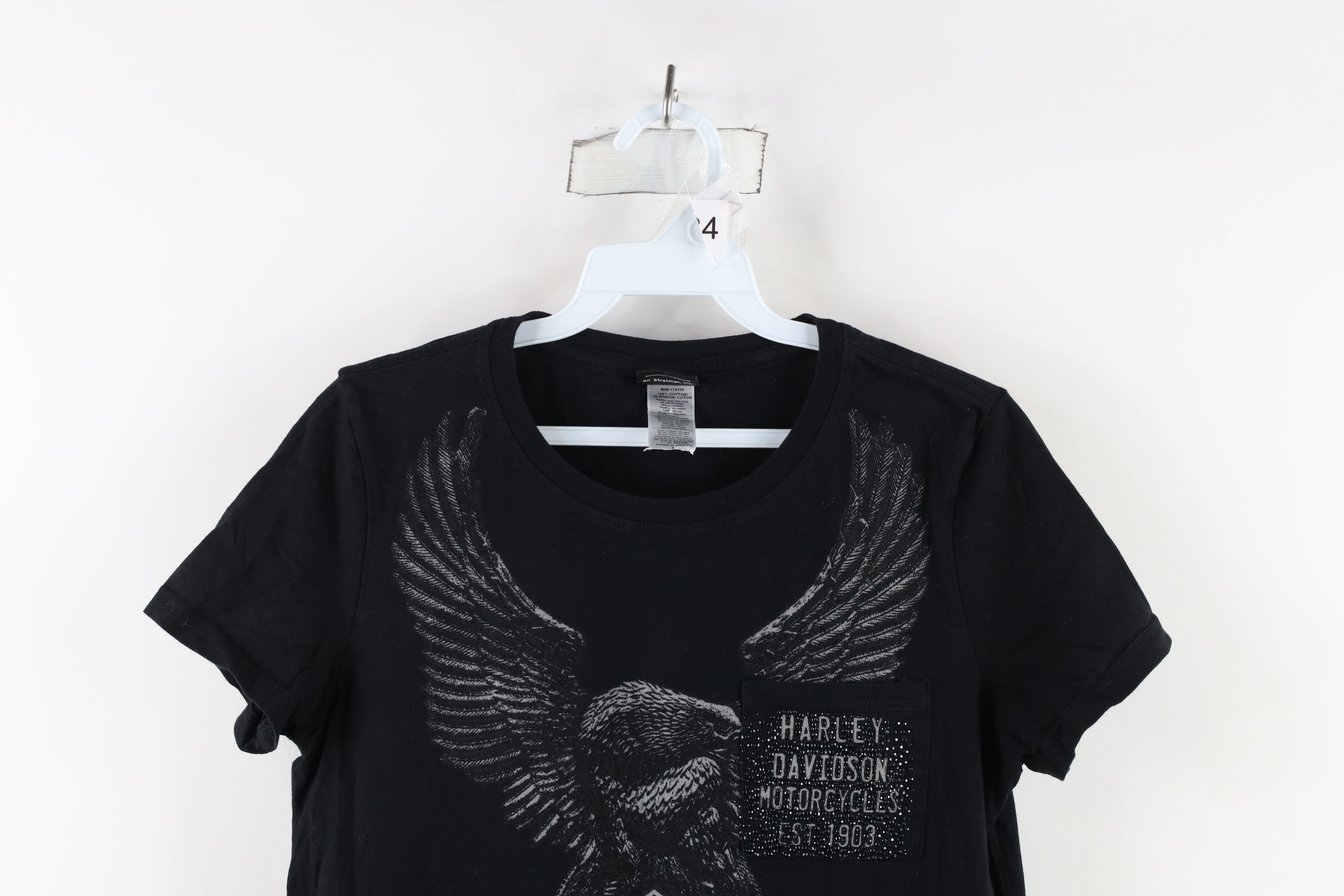 Harley Davidson × Vintage Y2K Harley Davidson Eagle Short Sleeve Pocket T-Shirt Black Size M / US 6-8 / IT 42-44 - 2 Thumbnail