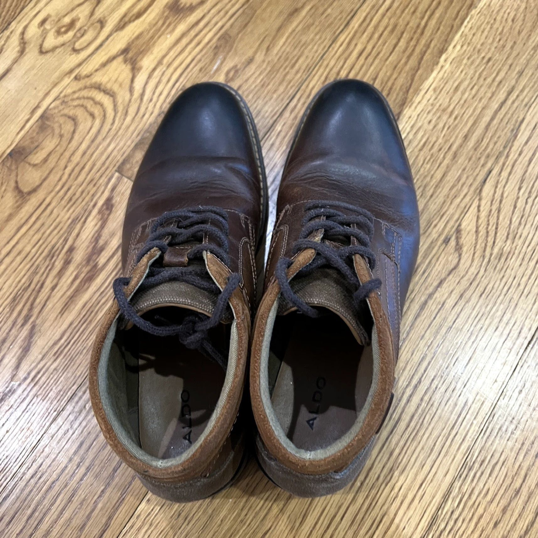 Aldo VINTAGE ALDO Men Brown Leather Suede Canvas Chukka Boots Size 9 Casual Formal Mens Size US 9 / EU 42 - 7 Thumbnail