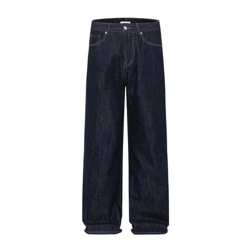 Men's dark blue simple loose versatile casual straight jeans
